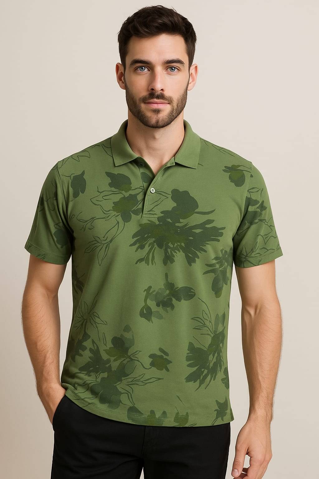     			BLISS BOYS Men Polyester Regular Fit Printed Polo T Shirt ( Olive )