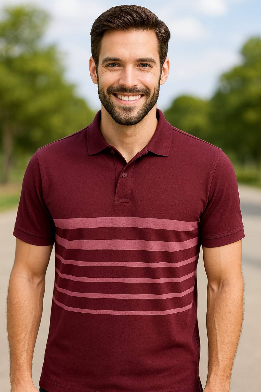 BLISS BOYS Men Polyester Regular Fit Printed Polo T Shirt ( Maroon ) BLISS BOYS Men Polyester Regular Fit Printed Polo T Shirt ( Maroon )