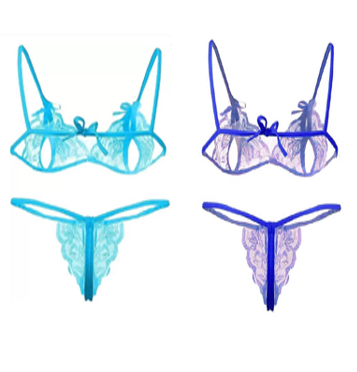 BOM BOM Lace Non Padded Bra & Panty Set ( Multicolor14 , Pack of 2 ) BOM BOM Lace Non Padded Bra & Panty Set ( Multicolor14 , Pack of 2 )
