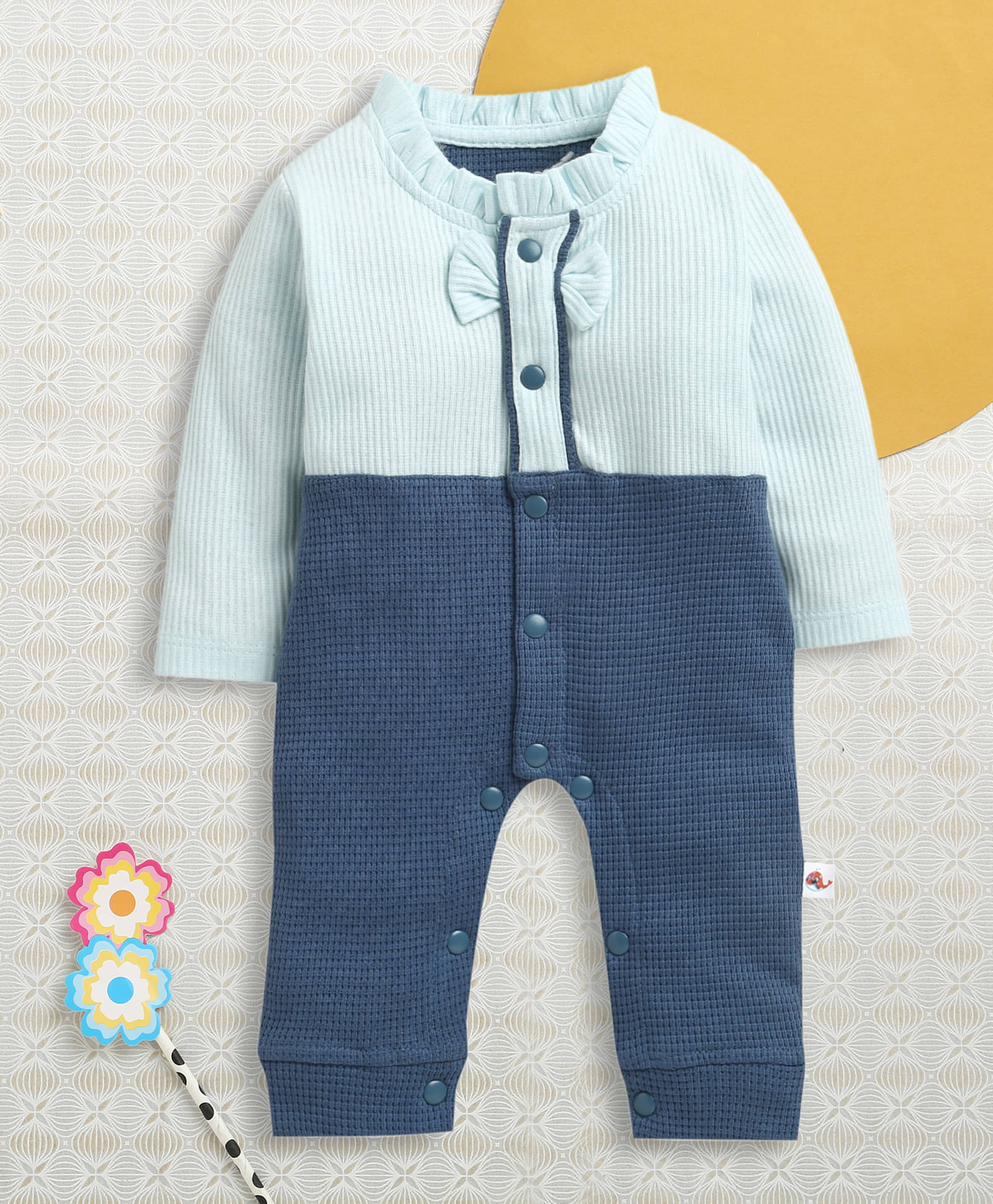     			BUMZEE Pack of 1 Baby Girls Cotton Rompers ( Navy )