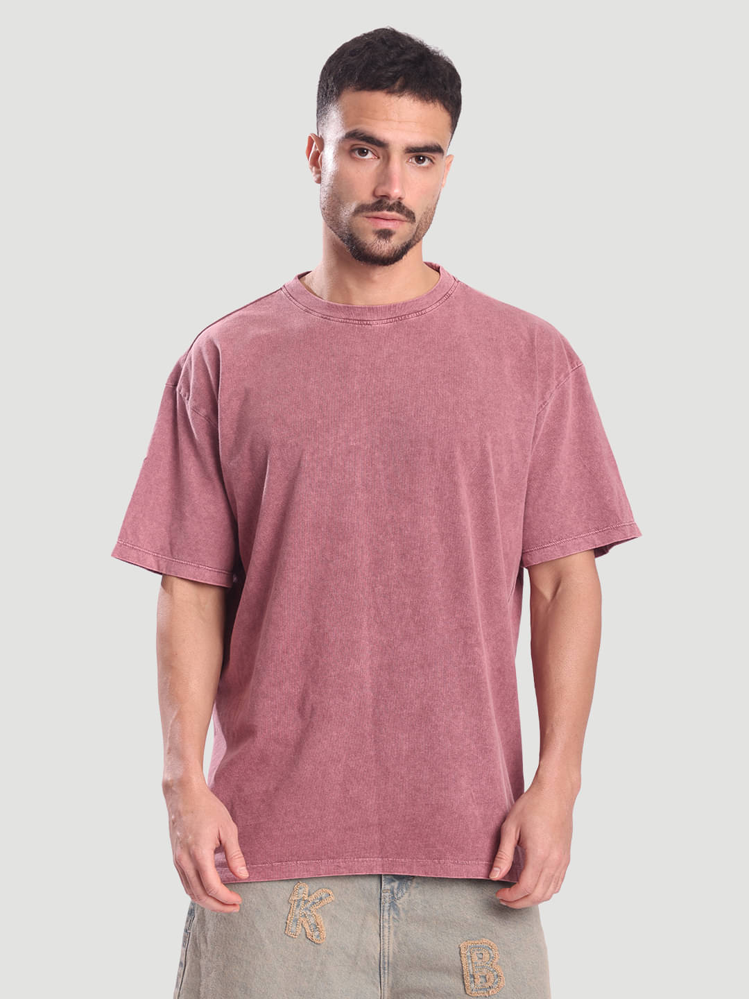     			Bene Kleed Men 100% Cotton Oversized Fit Printed T-Shirt ( Magenta )