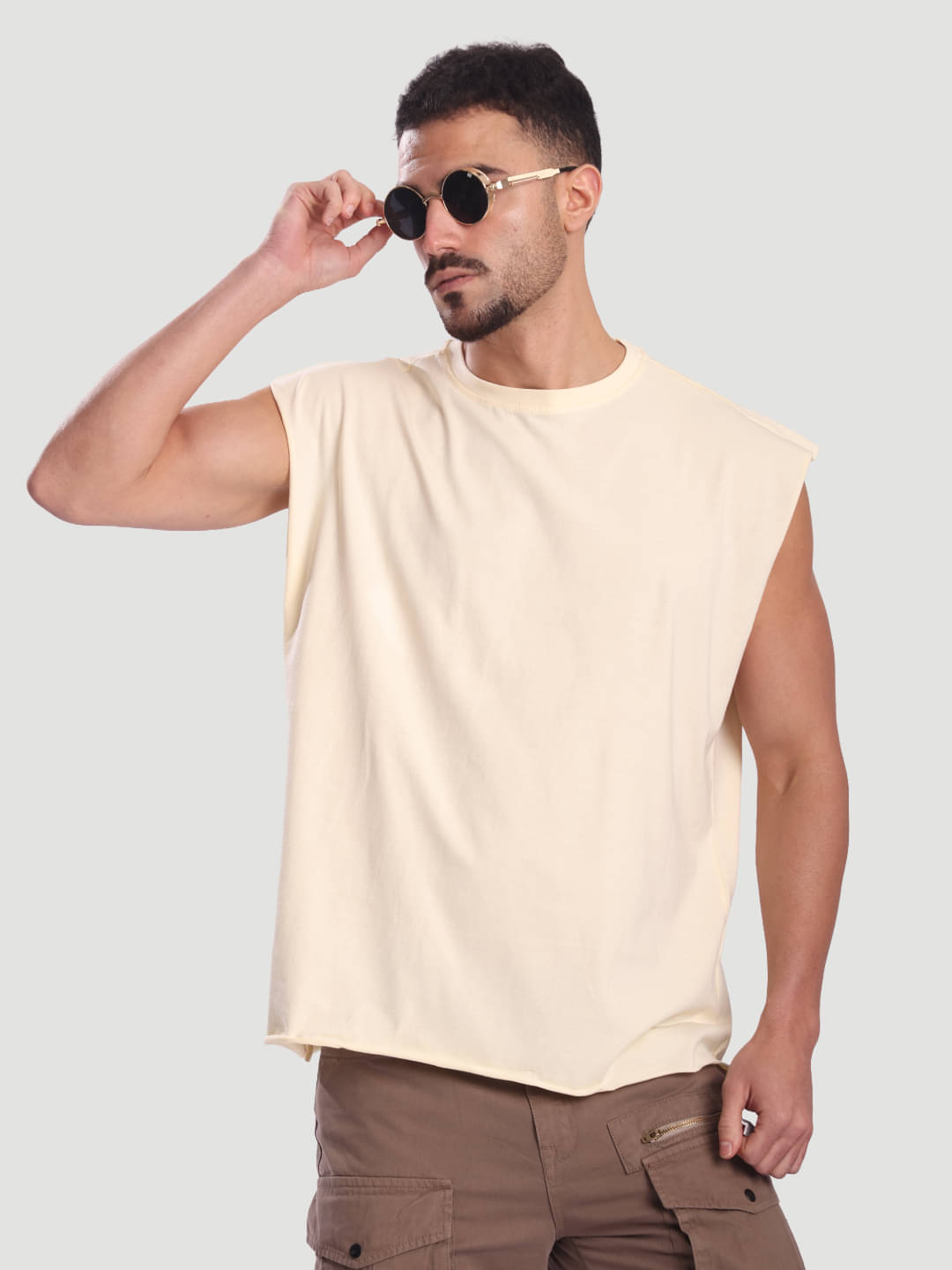     			Bene Kleed Men 100% Cotton Oversized Fit Printed T-Shirt ( Cream )