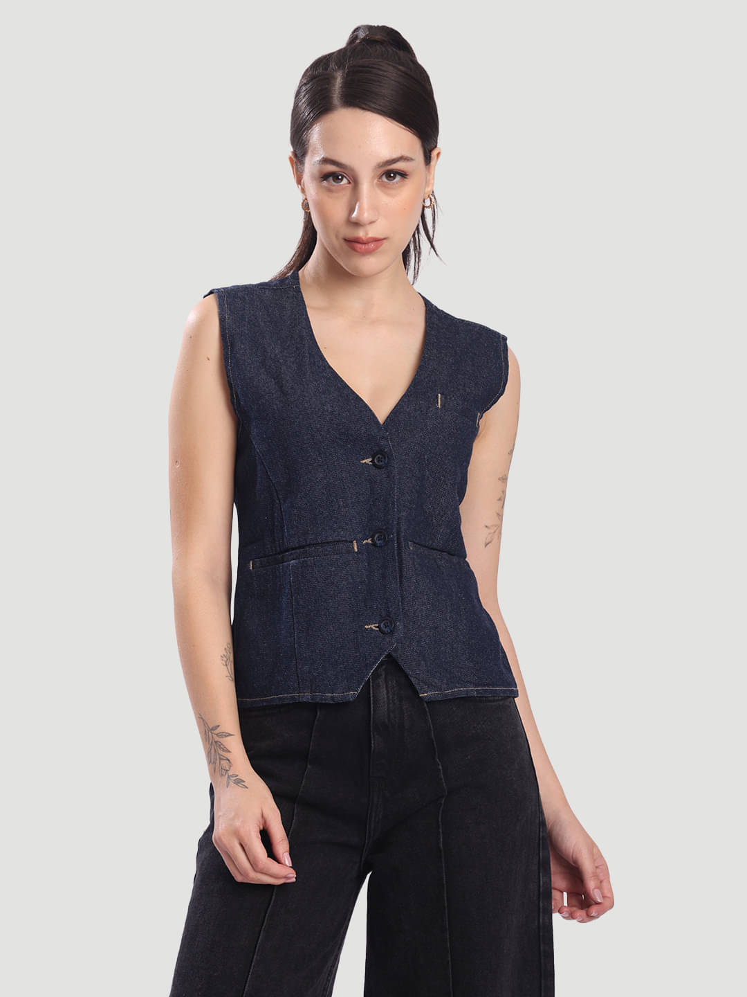     			Bene Kleed Women Cotton Waistcoat ( Blue )