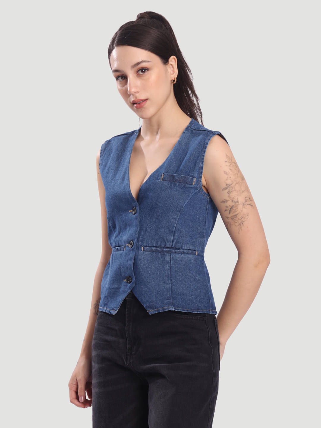     			Bene Kleed Women Cotton Waistcoat ( Blue )