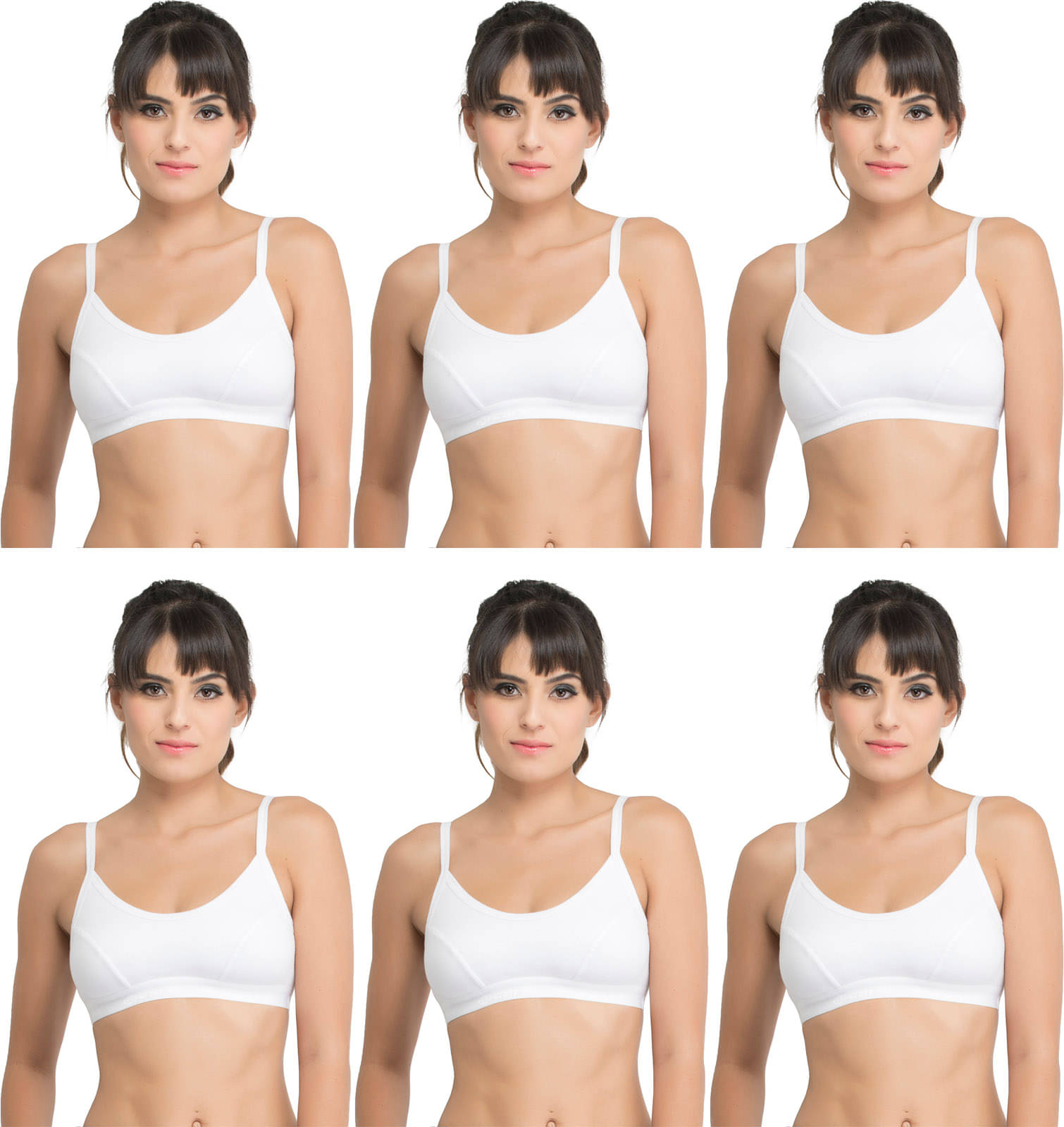     			DOCARE Pack of 6 Cotton Non Padded Everyday Bra For Women ( White )