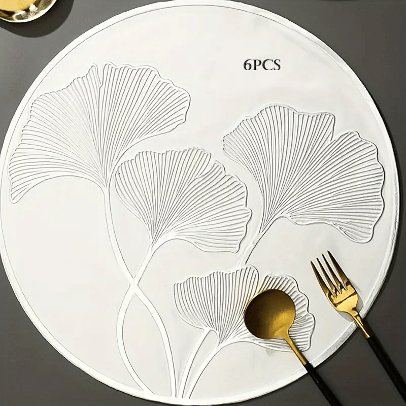     			Dakshya Industries PVC Floral Round Table Mats ( 38 cm x 38 cm ) Pack of 6 - Silver