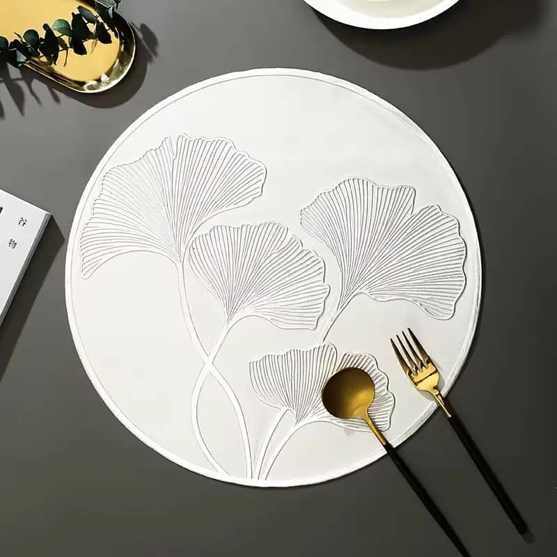     			Dakshya Industries PVC Floral Round Table Mats ( 38 cm x 38 cm ) Pack of 1 - Silver