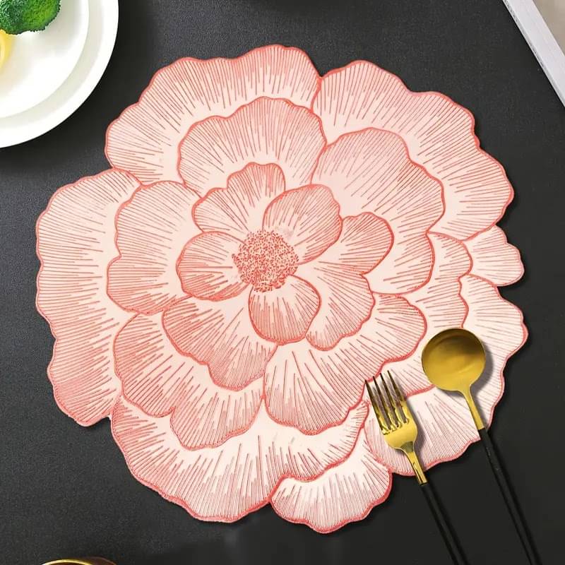 Dakshya Industries PVC Floral Round Table Mats ( 38 cm x 38 cm ) Pack of 4 - Copper Dakshya Industries PVC Floral Round Table Mats ( 38 cm x 38 cm ) Pack of 4 - Copper