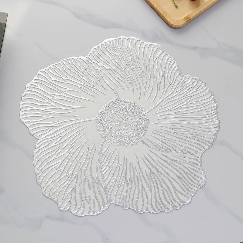 Dakshya Industries PVC Floral Round Table Mats ( 38 cm x 38 cm ) Pack of 2 - Silver Dakshya Industries PVC Floral Round Table Mats ( 38 cm x 38 cm ) Pack of 2 - Silver