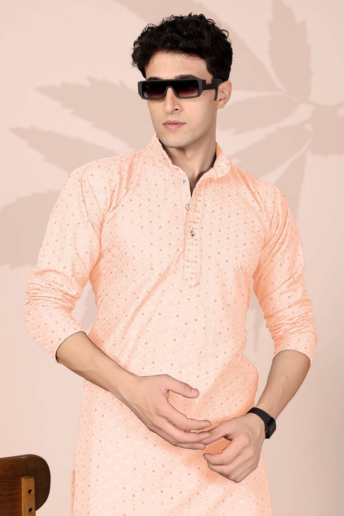     			Gazal Fashions Peach Cotton Men's Regular Kurta ( Pack of 1 )
