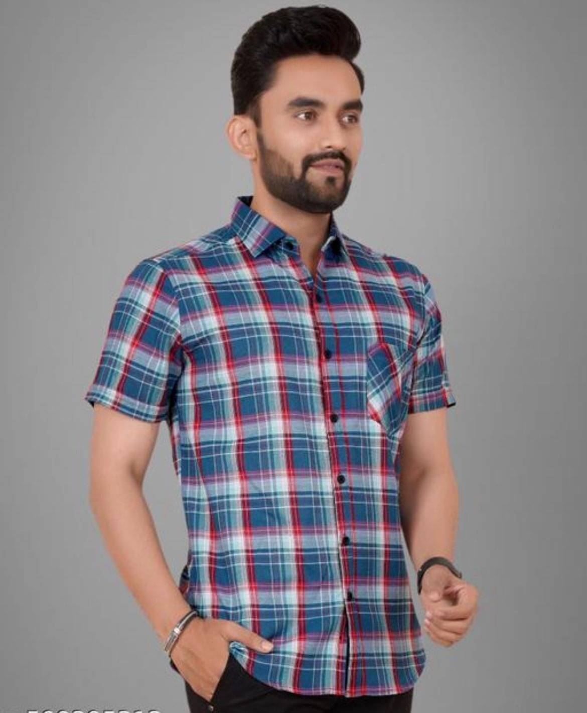     			Helix Attire Poly Cotton Regular Fit Half Sleeves Men's Formal Shirt - Blue ( Pack of 1 )