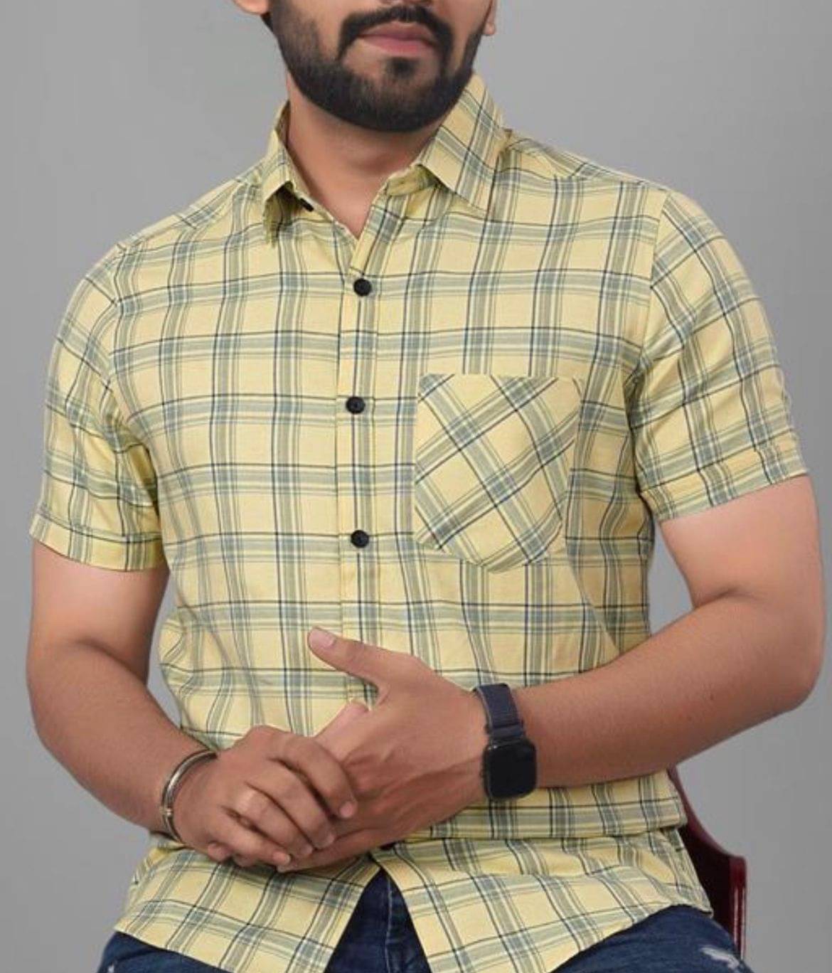 Helix Attire Poly Cotton Regular Fit Half Sleeves Men's Formal Shirt - Yellow ( Pack of 1 ) Helix Attire Poly Cotton Regular Fit Half Sleeves Men's Formal Shirt - Yellow ( Pack of 1 )