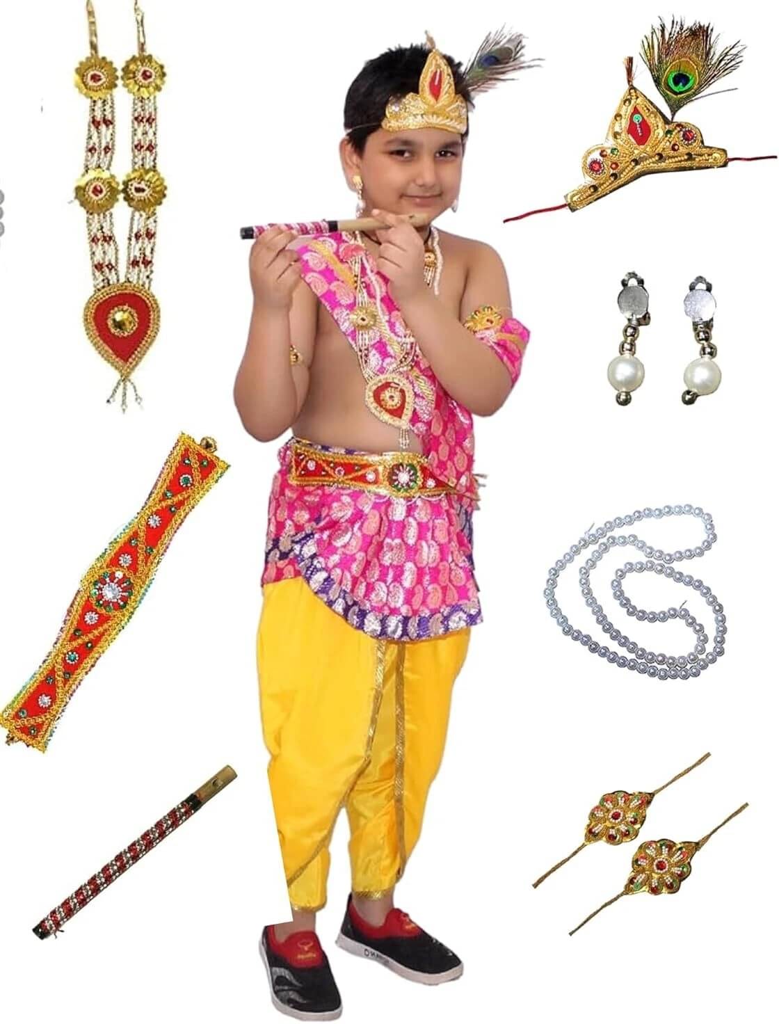Kaku Fancy Dress Boys Krishna Costume ( Multicolor ) Kaku Fancy Dress Boys Krishna Costume ( Multicolor )