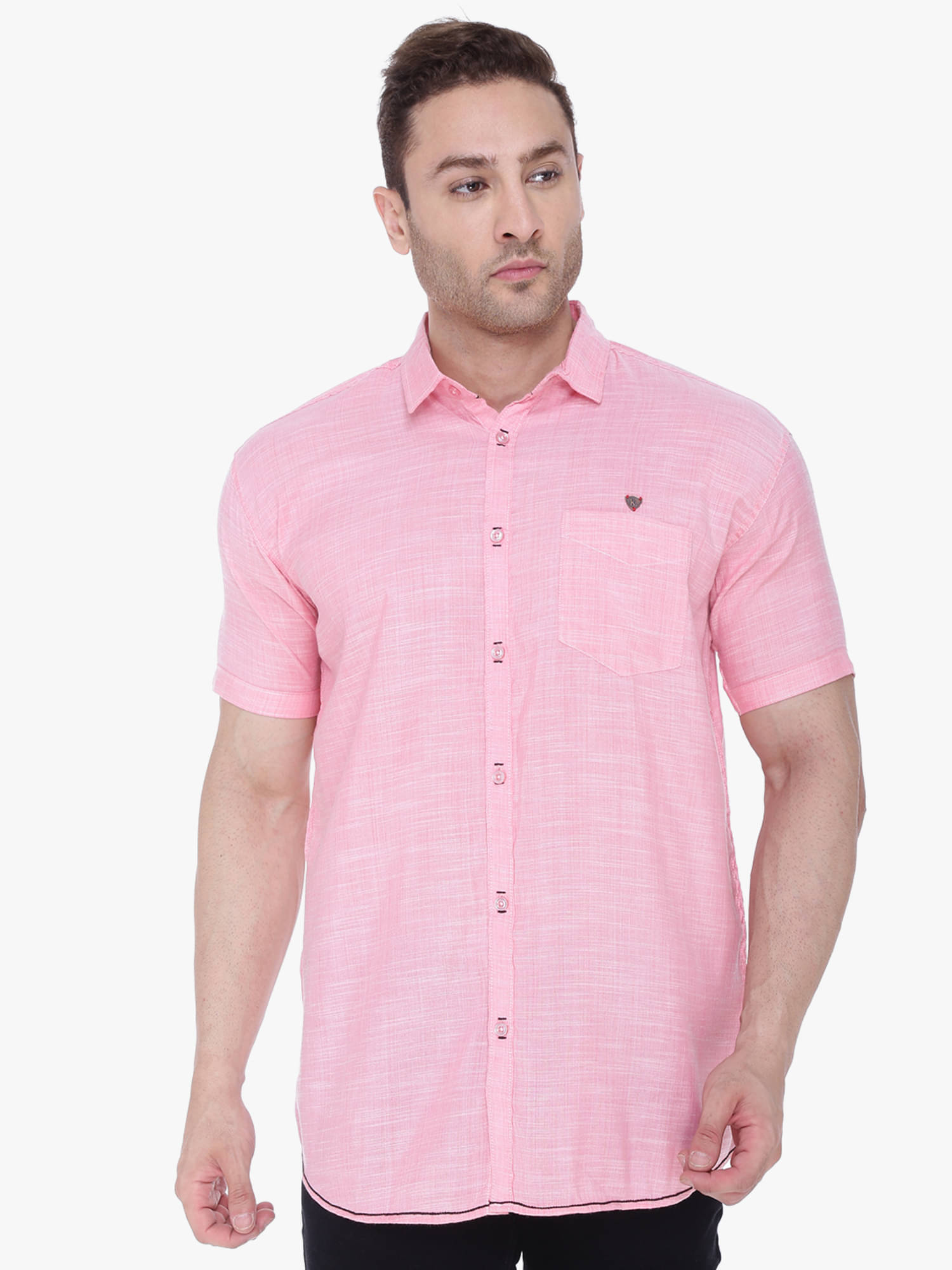     			Kuons Avenue Linen Regular Fit Solids Half Sleeves Men's Casual Shirt - Pink ( Pack of 1 )