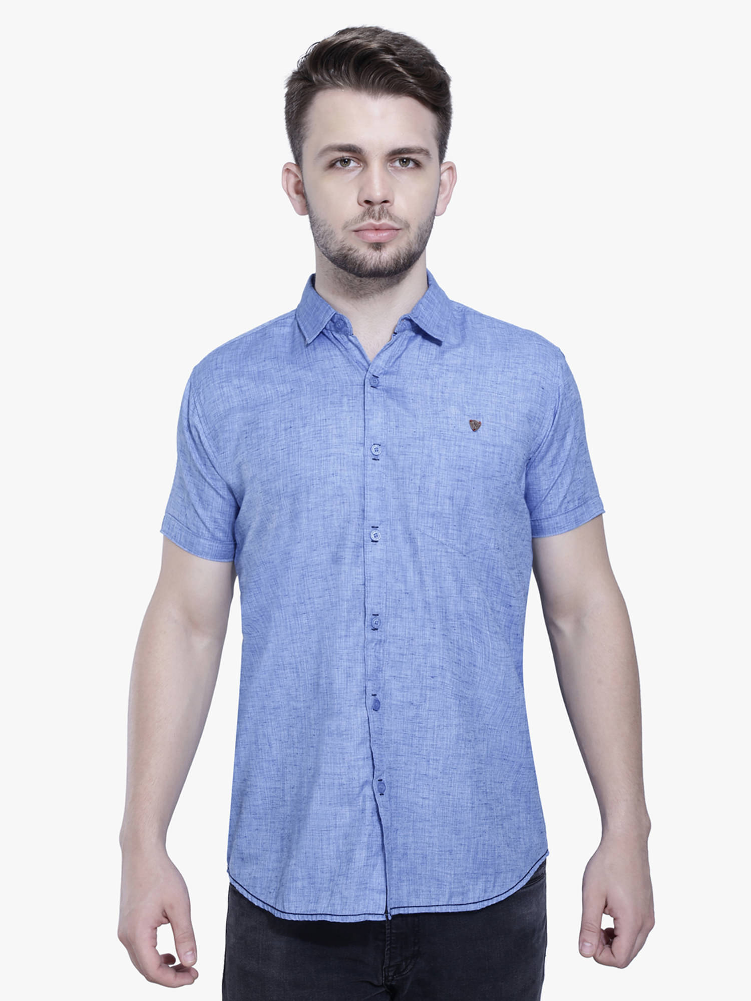     			Kuons Avenue Linen Regular Fit Solids Half Sleeves Men's Casual Shirt - Blue ( Pack of 1 )