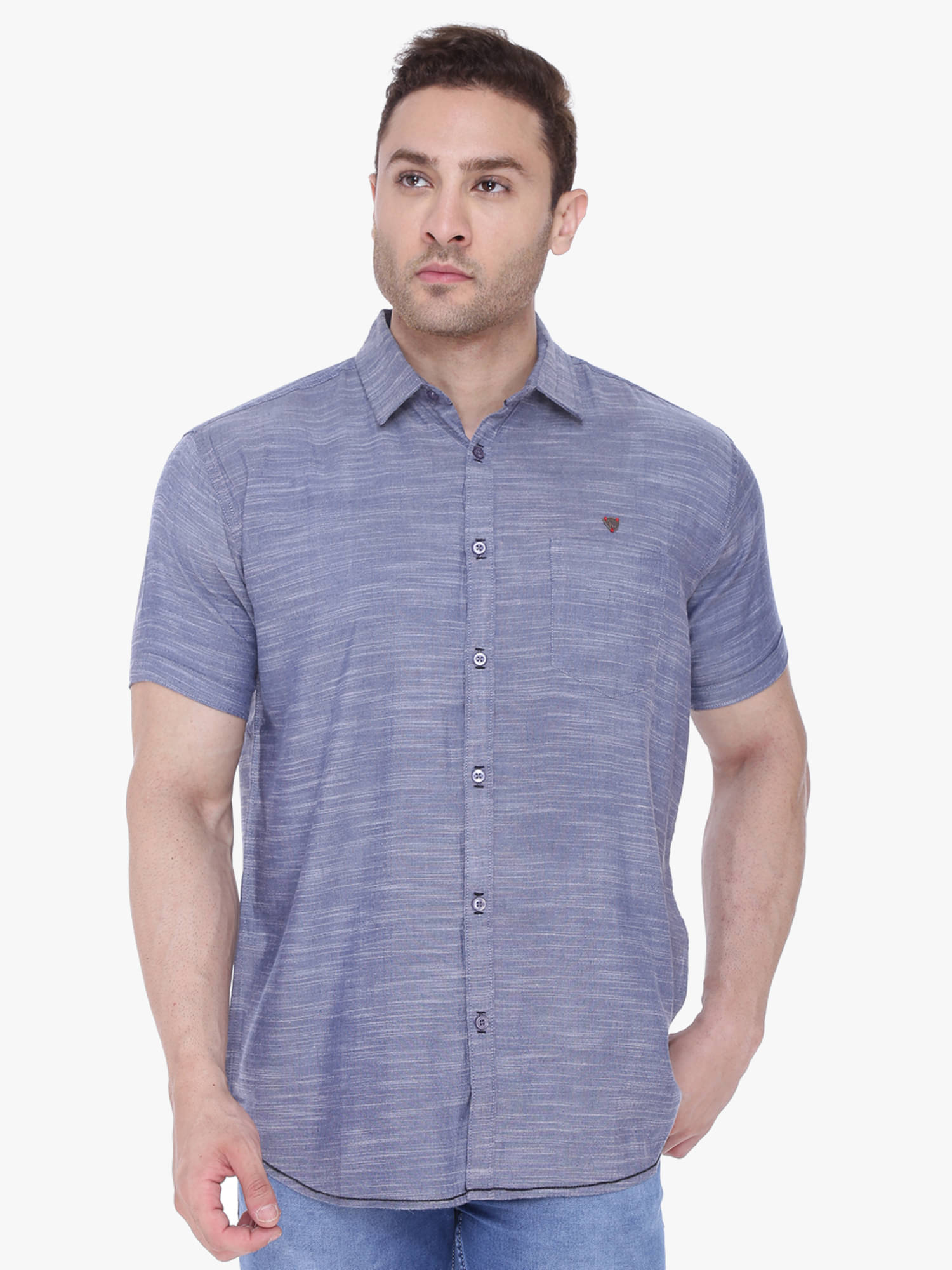     			Kuons Avenue Linen Regular Fit Solids Half Sleeves Men's Casual Shirt - Navy Blue ( Pack of 1 )
