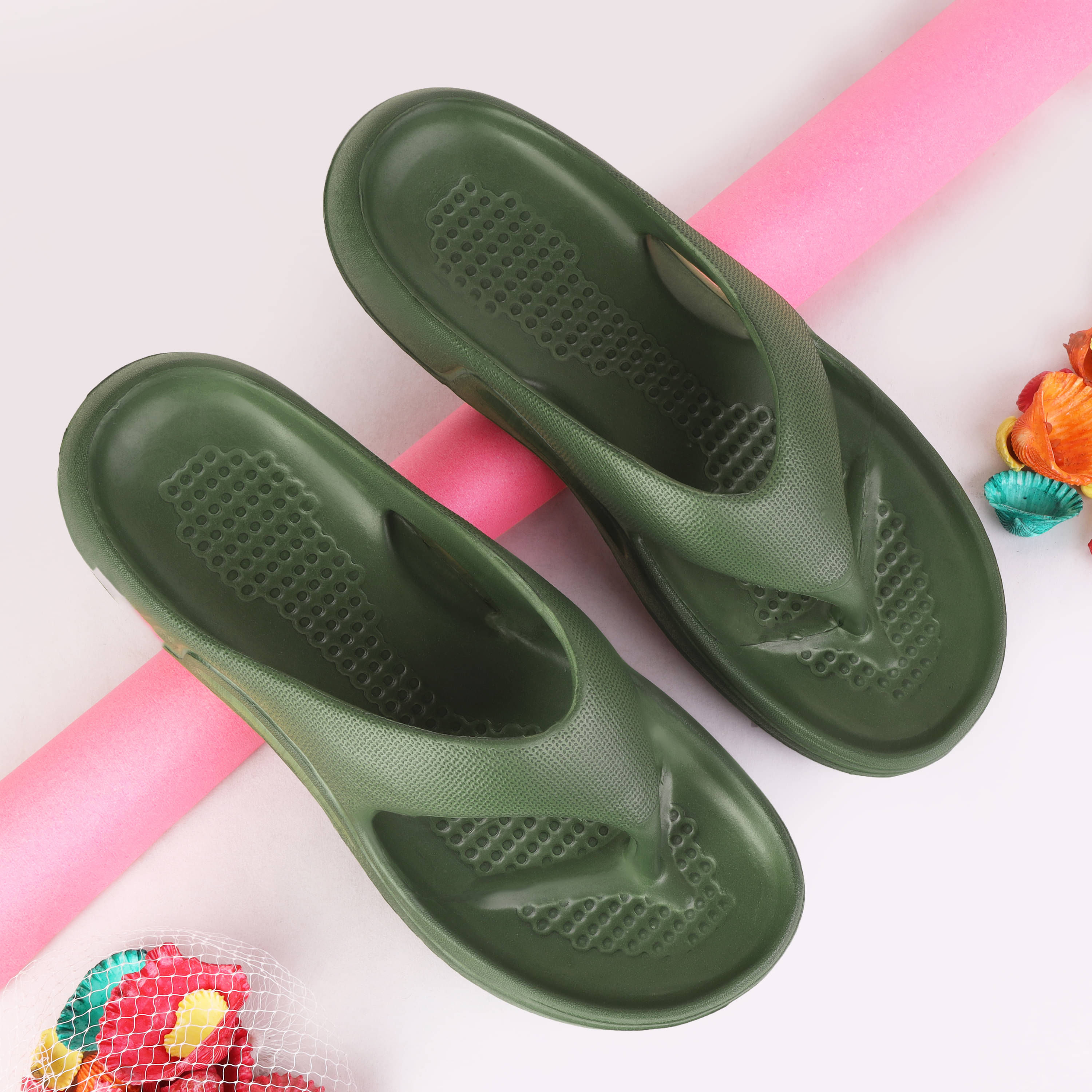     			PENNEN Green Men's Thong Flip Flop