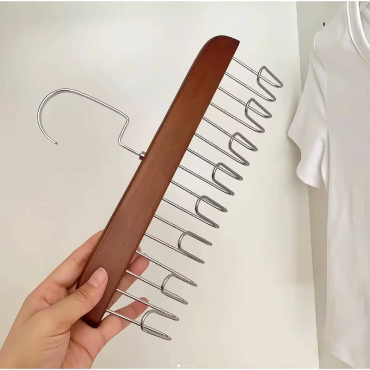 Premium Wooden Hanger with 8 Strong Hooks | Tie and Belt Organizer | Closet Space Saver for Scarves, Chains & Jewelry, Wooden Hanger, hanging hook, hanger clothing, hanger cloth, hanging clothing Premium Wooden Hanger with 8 Strong Hooks | Tie and Belt Organizer | Closet Space Saver for Scarves, Chains & Jewelry, Wooden Hanger, hanging hook, hanger clothing, hanger cloth, hanging clothing