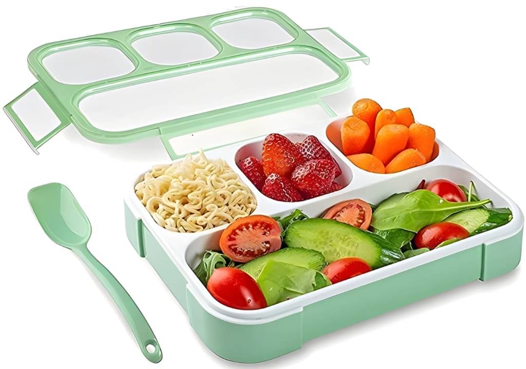     			Radhe Creation Lunch Box with Spoon Polypropylene School Lunch Boxes 4 - Container ( Pack of 1 )
