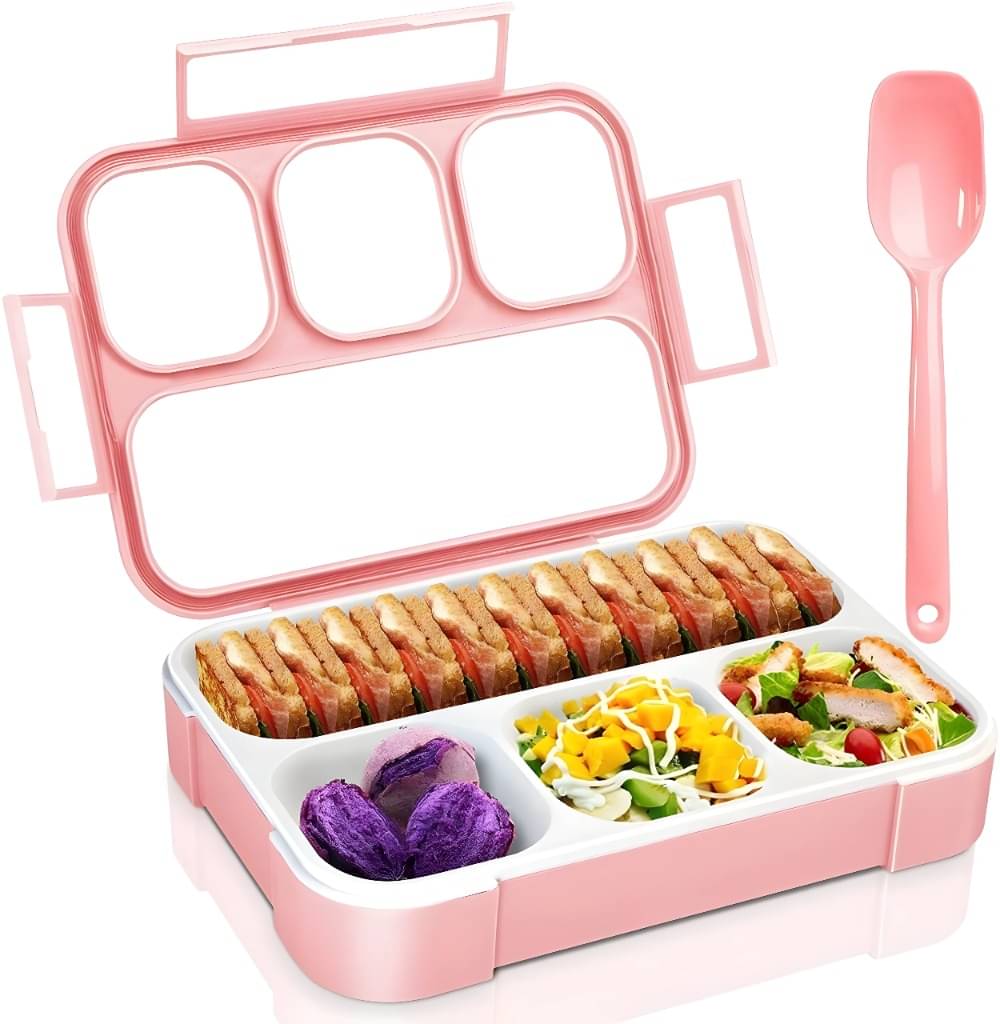     			Radhe Creation Lunch Box with Spoon Polypropylene School Lunch Boxes 4 - Container ( Pack of 1 )
