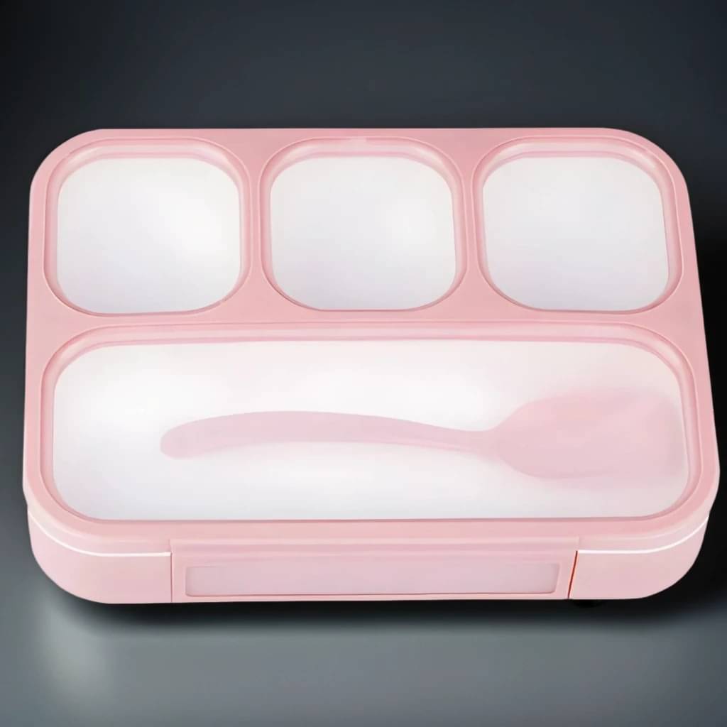     			Radhe Creation Lunch Box with Spoon Polypropylene School Lunch Boxes 4 - Container ( Pack of 1 )