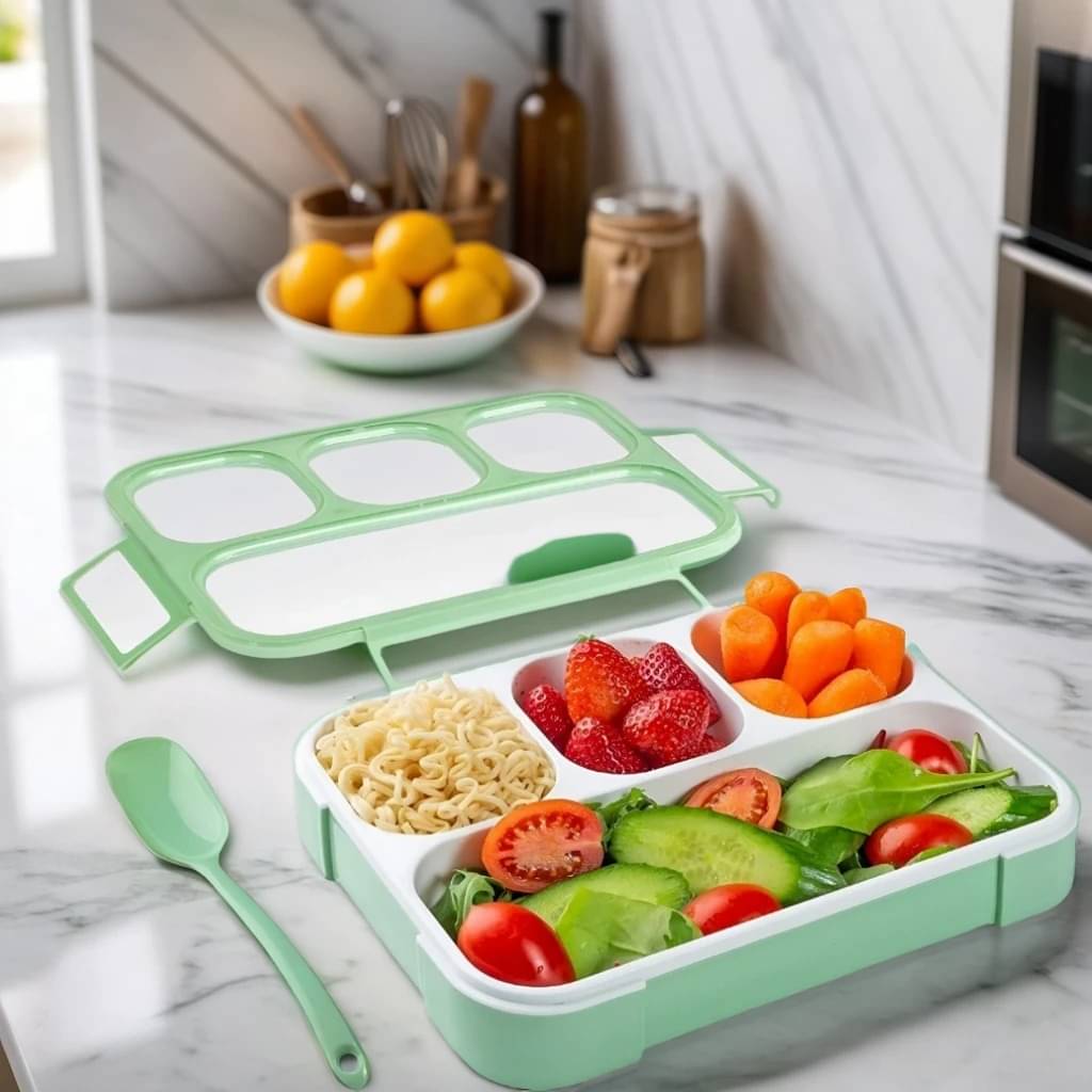 Radhe Creation Lunch Box with Spoon Polypropylene Lunch Box 4 - Container ( Pack of 1 ) Radhe Creation Lunch Box with Spoon Polypropylene Lunch Box 4 - Container ( Pack of 1 )