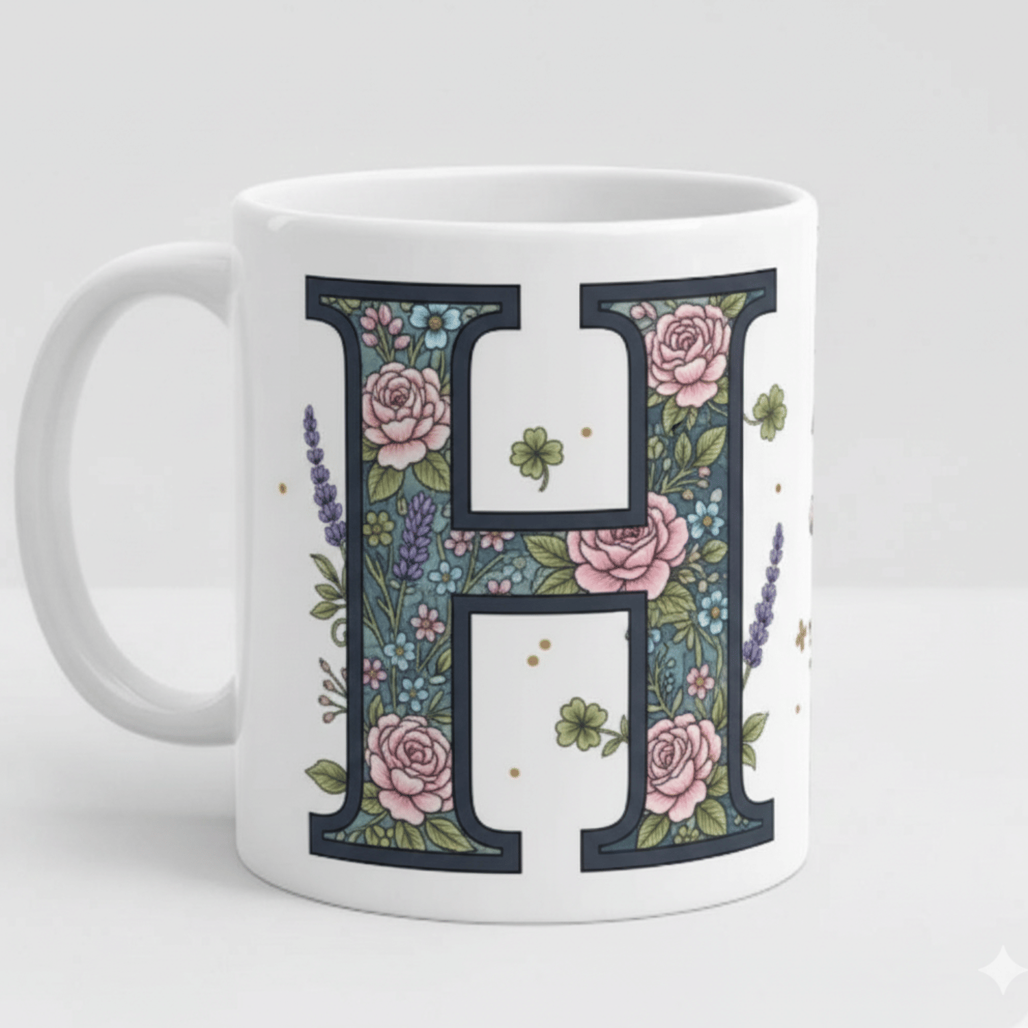     			Ridaa Alphabet Printed H Floral Ceramic Coffee Mug 350 mL ( Pack of 1 )