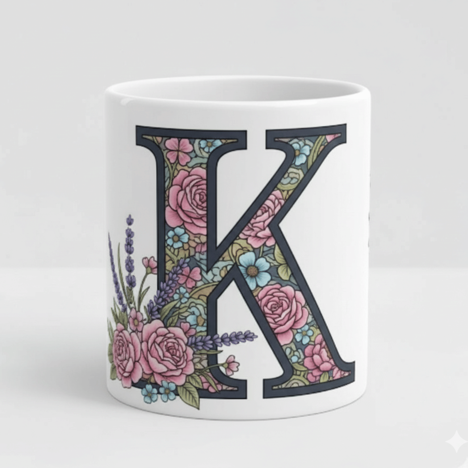 Ridaa Alphabet Printed K Floral Ceramic Coffee Mug 350 mL ( Pack of 1 ) Ridaa Alphabet Printed K Floral Ceramic Coffee Mug 350 mL ( Pack of 1 )