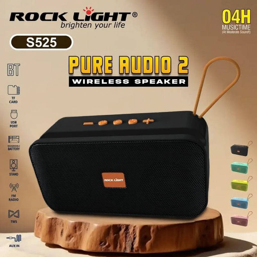     			Rock Light S525 10 W Bluetooth Speaker Bluetooth v5.0 with USB,SD card Slot,TWS feature Playback Time 4 hrs Black
