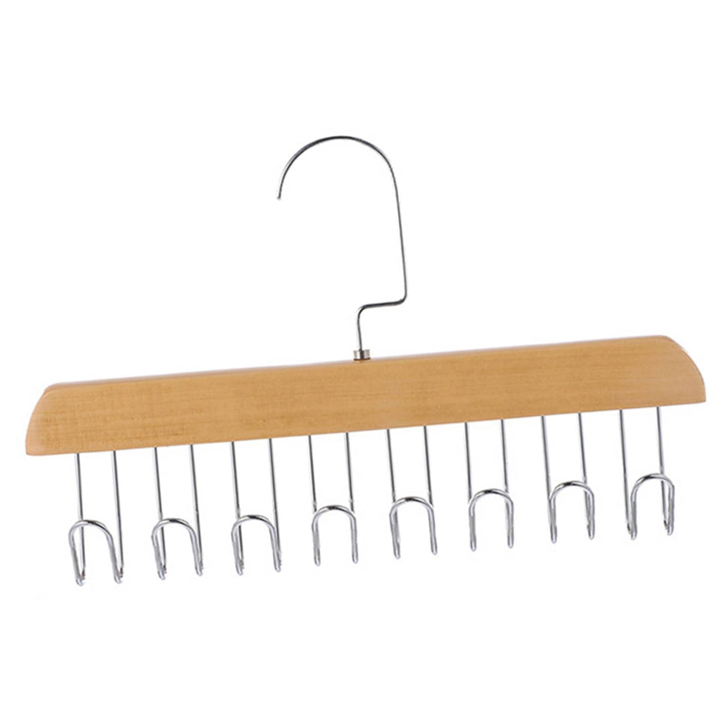     			Space Saving Wooden Hanger | Tie, Belt & Scarf Organizer | Multipurpose Hanger with 8 Chrome Hooks for Wardrobe, Wooden Hanger, hanging hook, hanger clothing, hanger cloth, hanging clothing