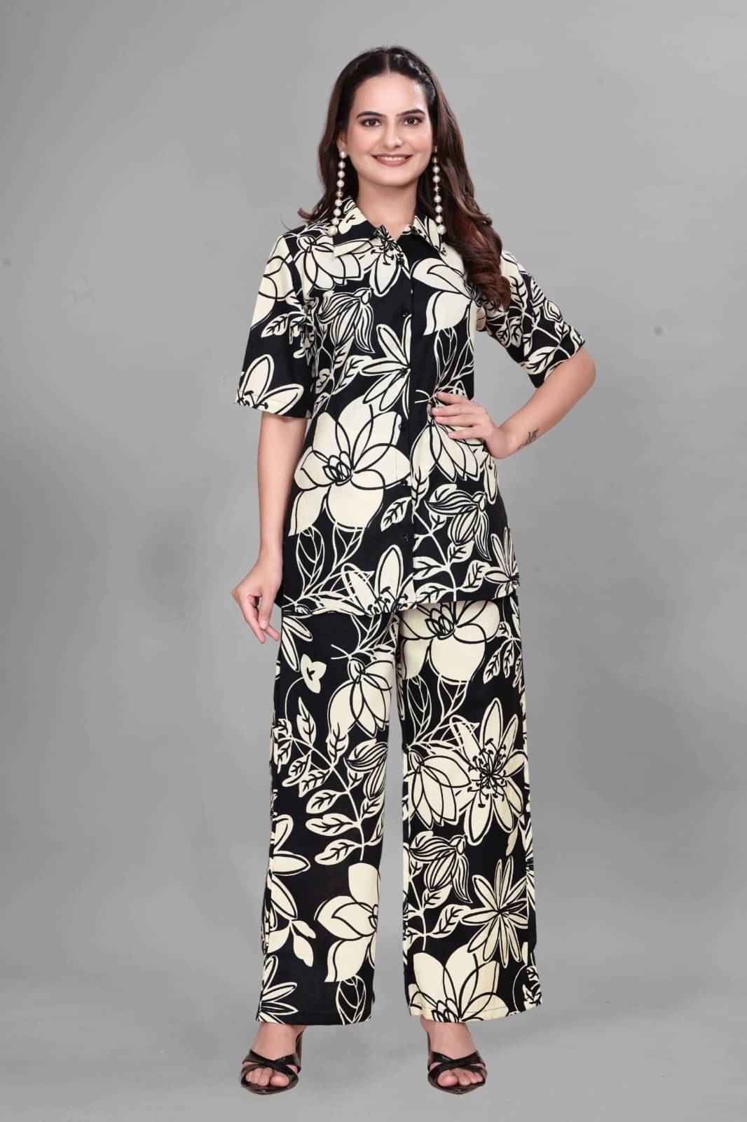     			THE PRIVATE LABLE Women Printed Shirt With Trousers Co-Ord Set ( Multicolor )