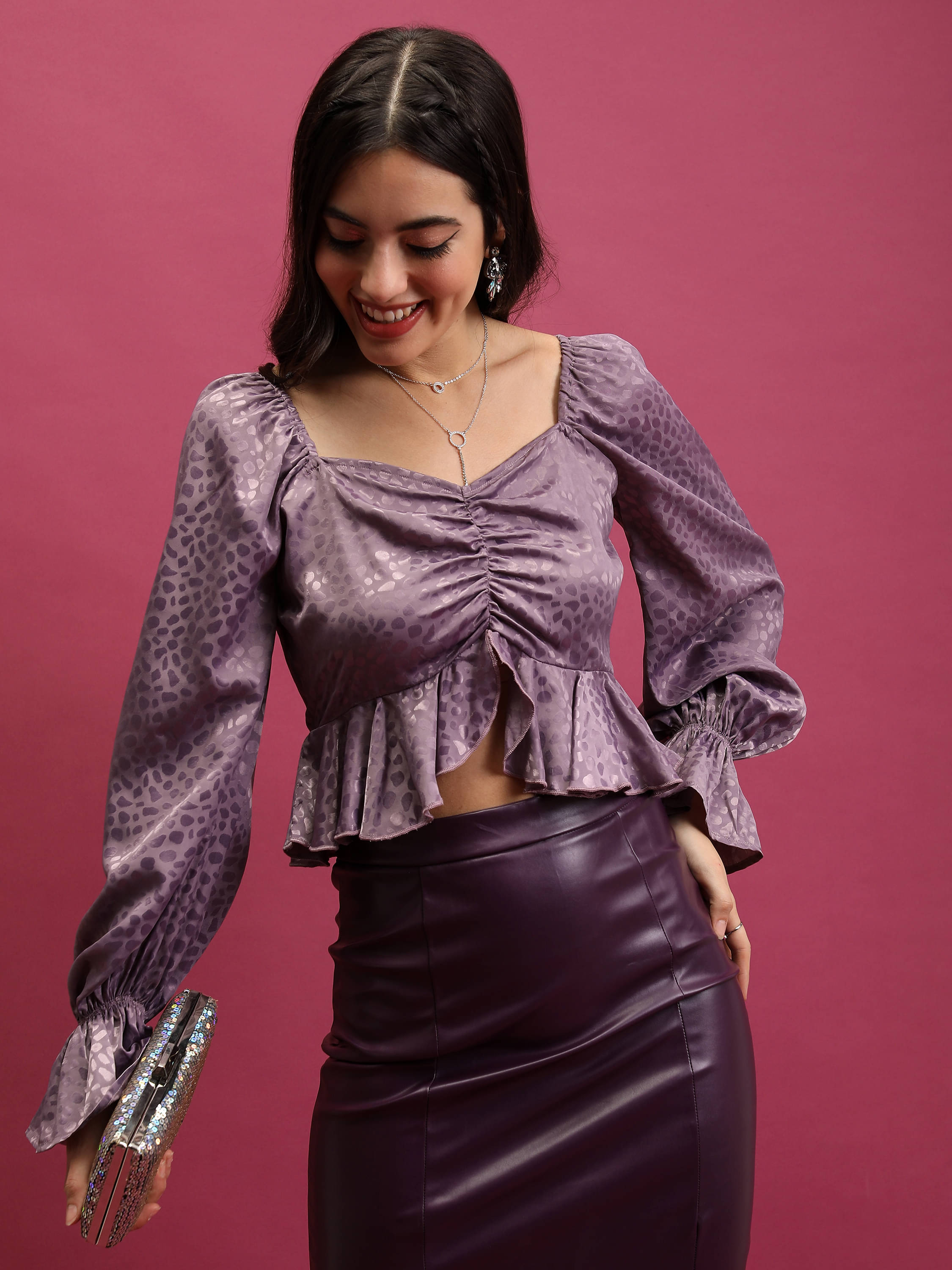     			Tokyo Talkies Women's Polyester Regular Top ( Purple )