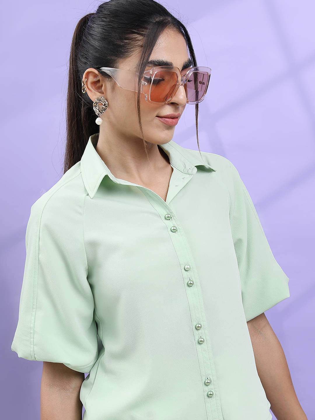     			Tokyo Talkies Women's Polyester Regular Top ( Green )