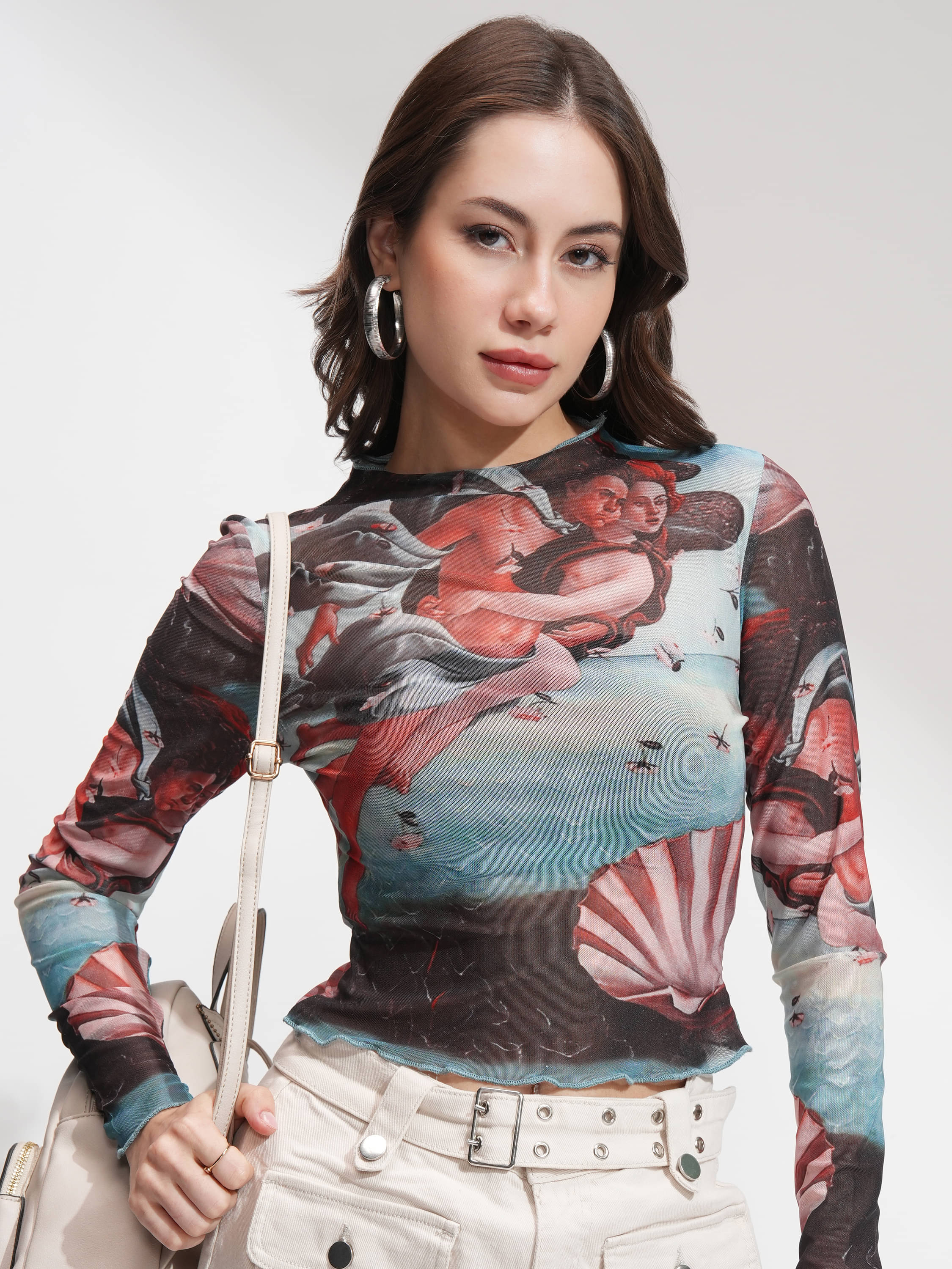 Tokyo Talkies Women's Polyester Crop Top ( Multicolor )     			Tokyo Talkies Women's Polyester Crop Top ( Multicolor )