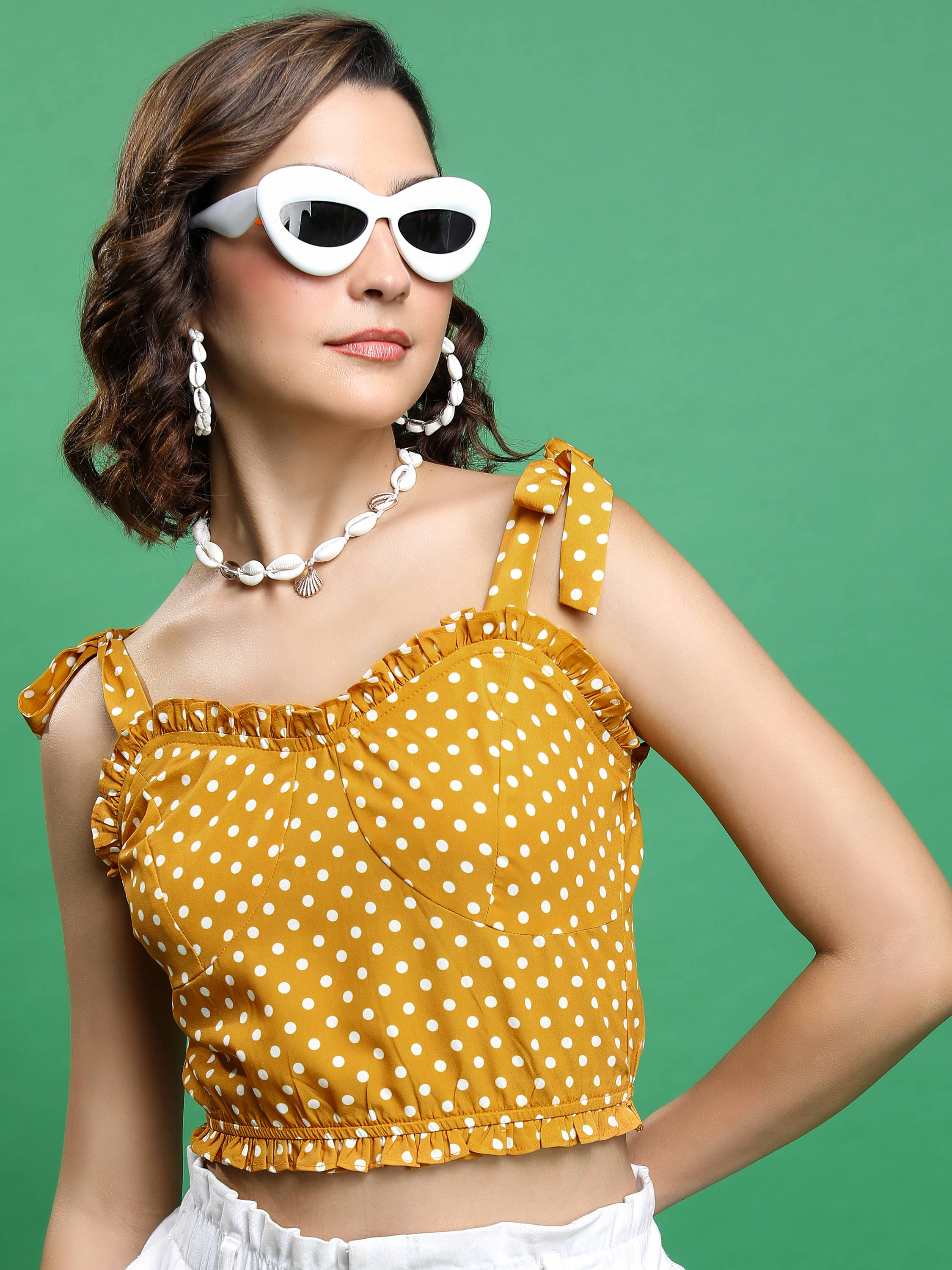 Tokyo Talkies Women's Polyester Regular Top ( Mustard ) Tokyo Talkies Women's Polyester Regular Top ( Mustard )