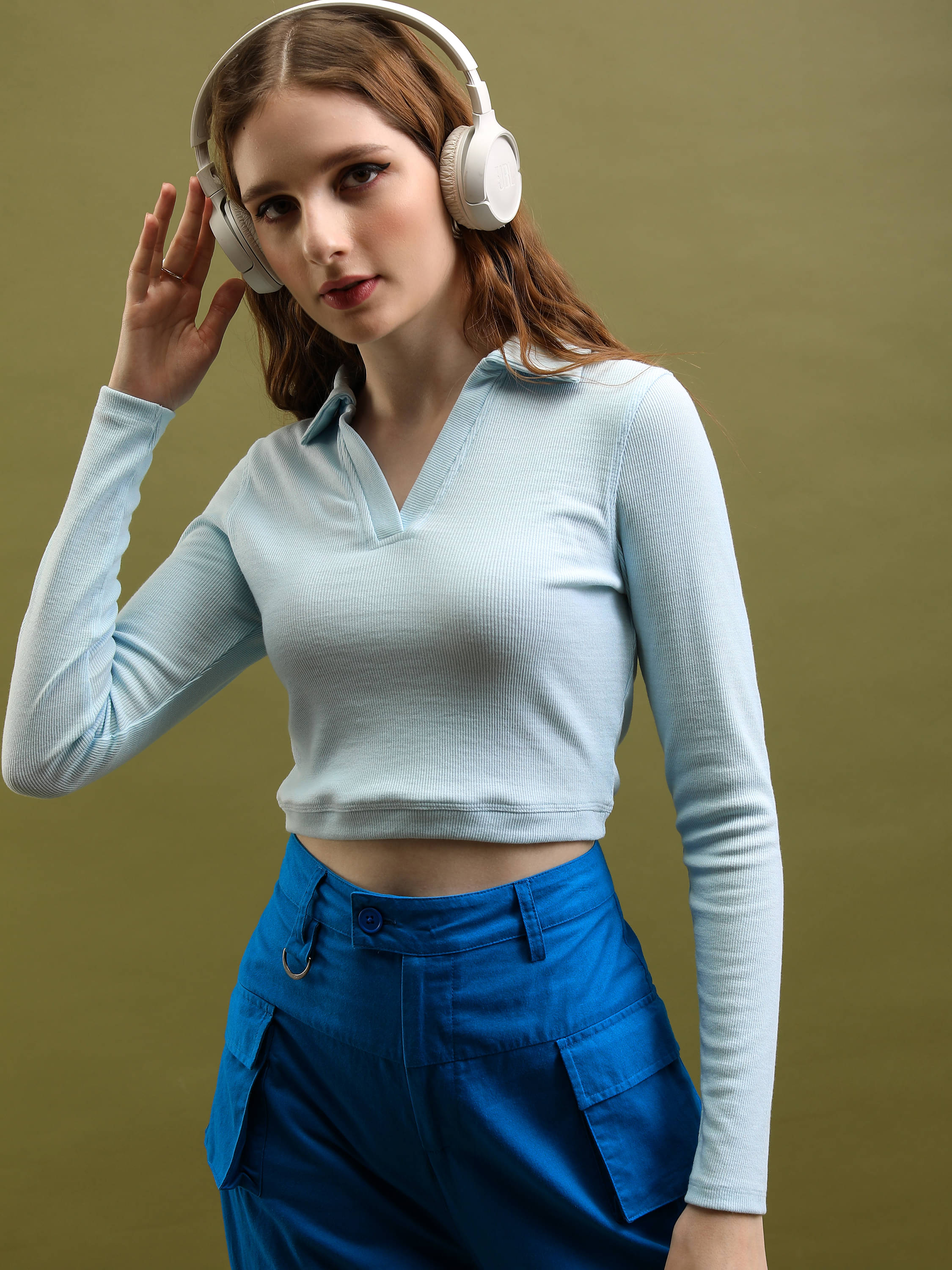 Tokyo Talkies Women's Polyester Regular Top ( Blue ) Tokyo Talkies Women's Polyester Regular Top ( Blue )