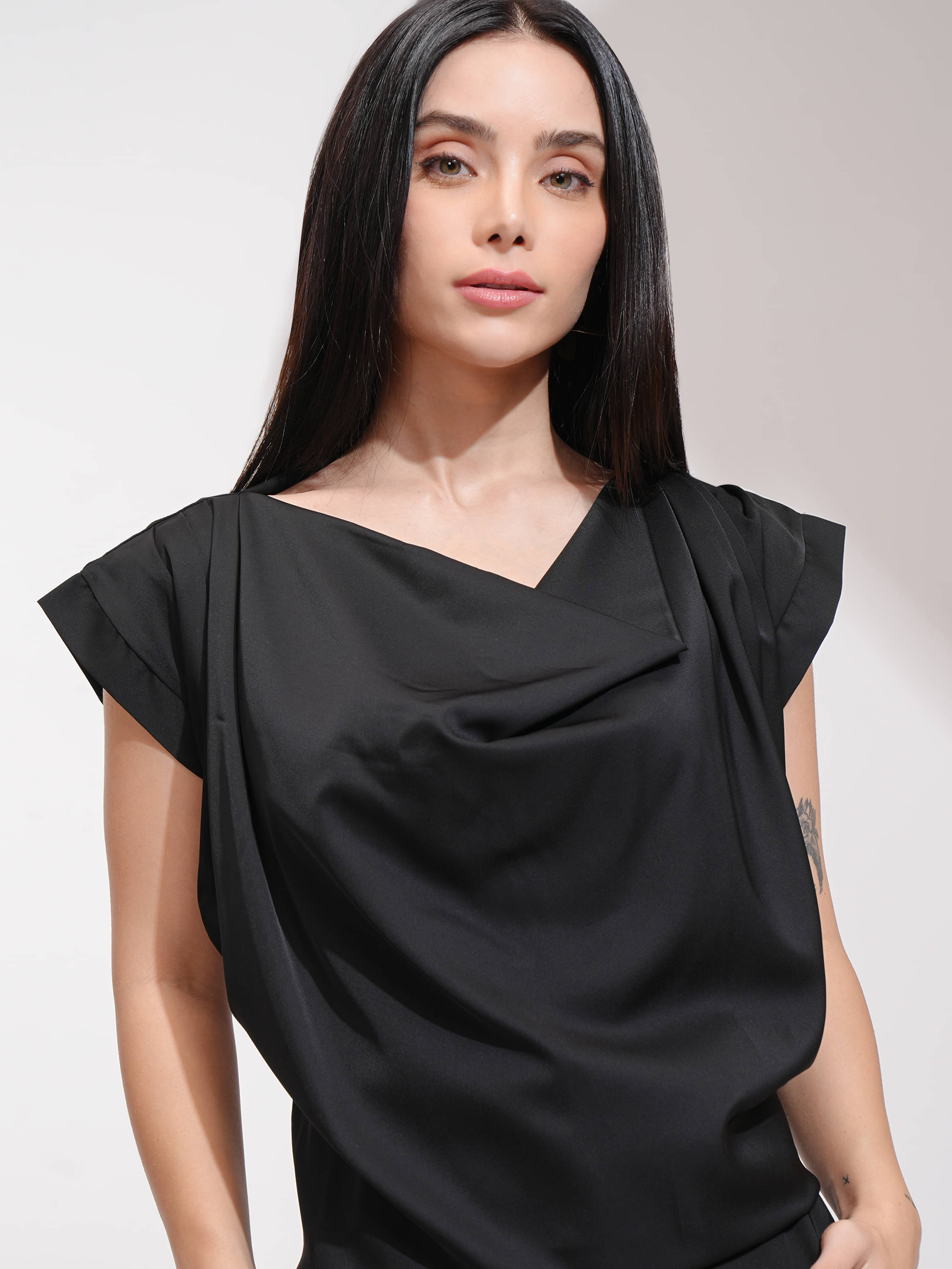     			Tokyo Talkies Women's Polyester Regular Top ( Black )