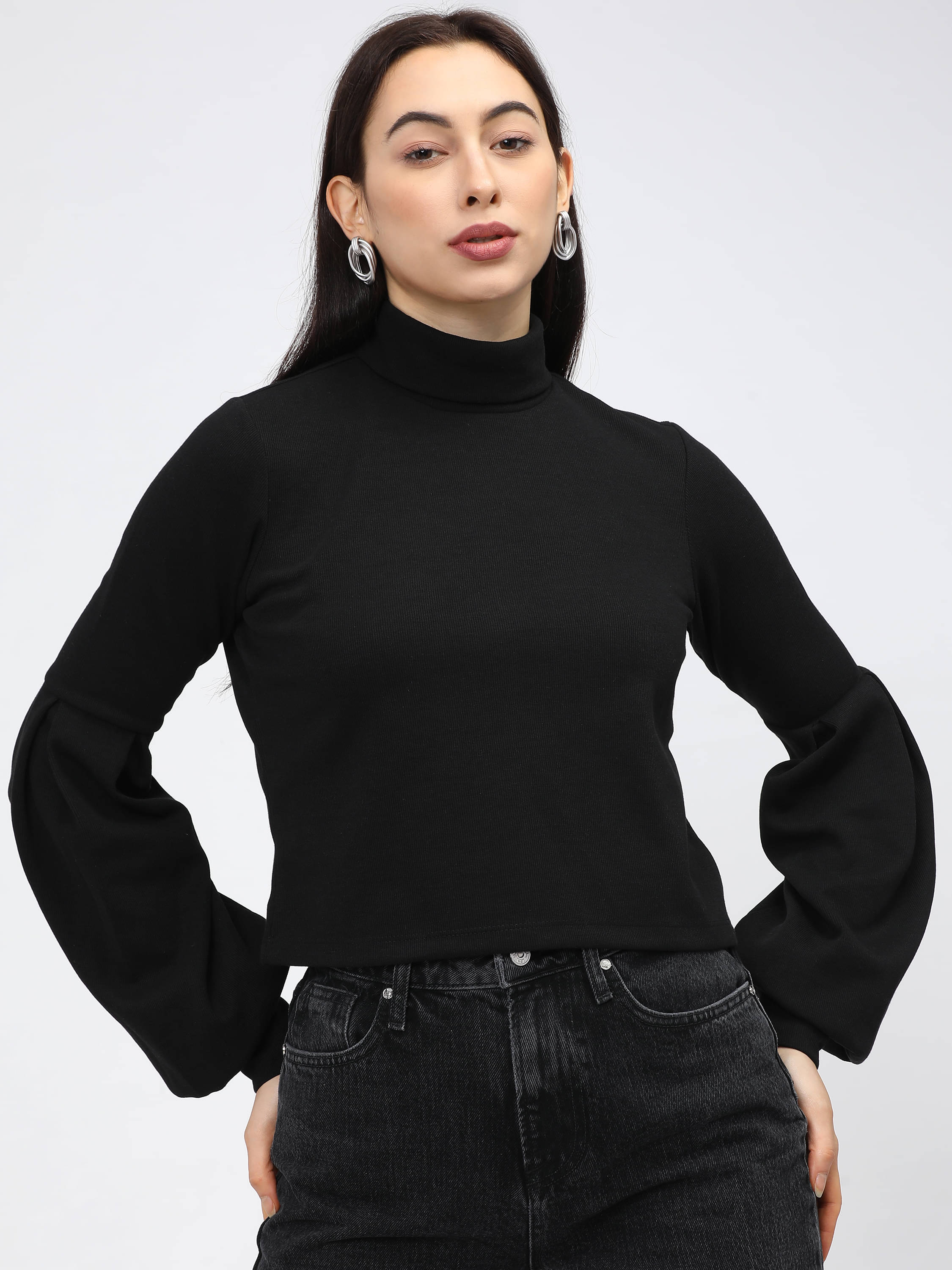 Tokyo Talkies Women's Polyester Regular Top ( Black ) Tokyo Talkies Women's Polyester Regular Top ( Black )