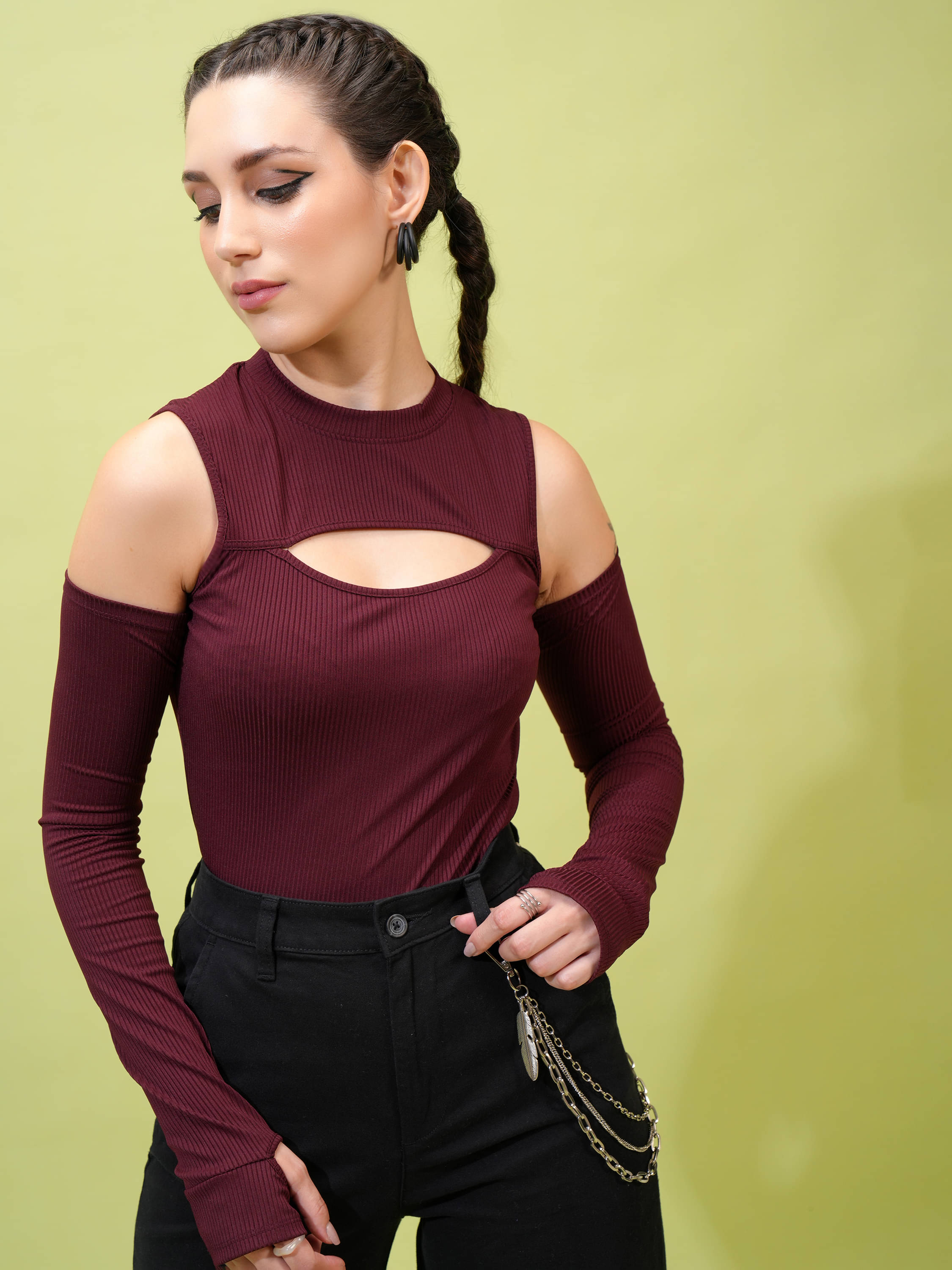 Tokyo Talkies Women's Polyester Regular Top ( Brown ) Tokyo Talkies Women's Polyester Regular Top ( Brown )