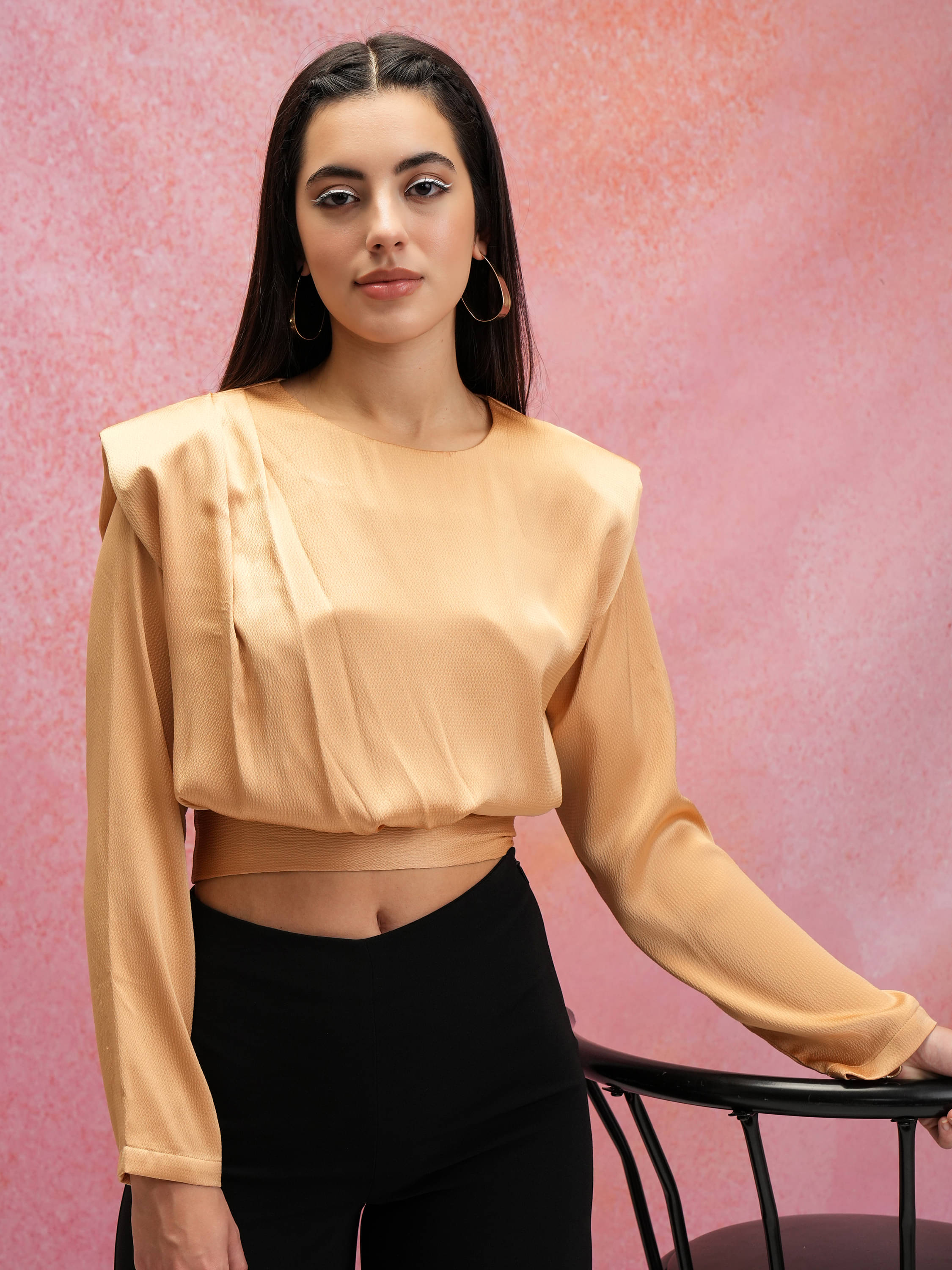     			Tokyo Talkies Women's Polyester Regular Top ( Beige )
