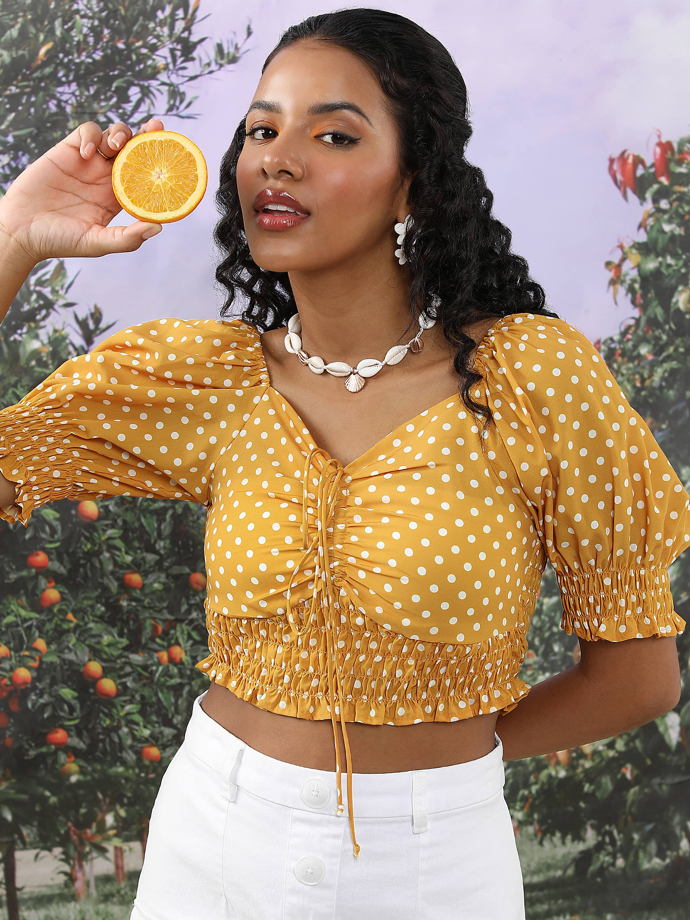 Tokyo Talkies Women's Polyester Regular Top ( Mustard ) Tokyo Talkies Women's Polyester Regular Top ( Mustard )