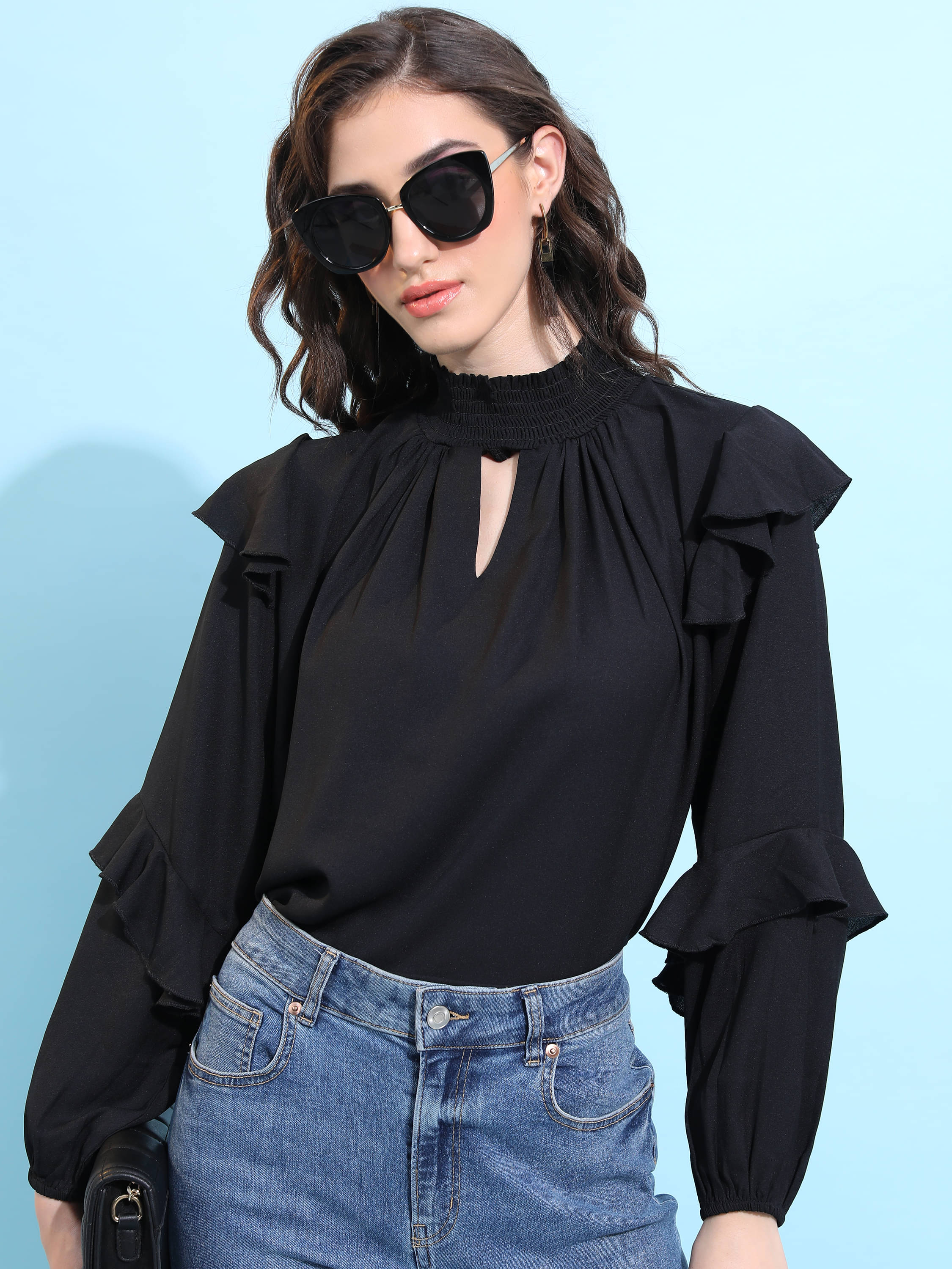     			Tokyo Talkies Women's Polyester Regular Top ( Black )