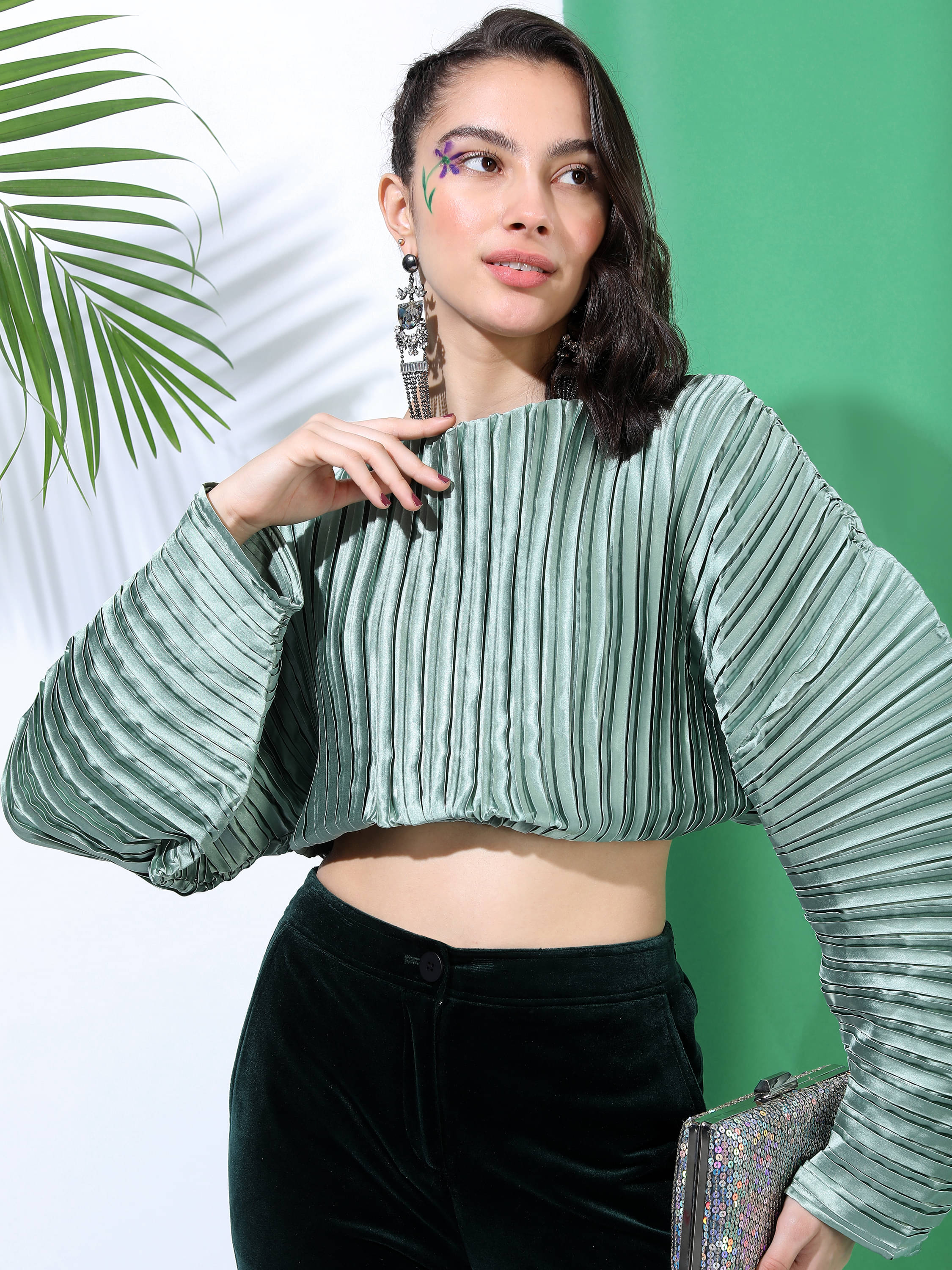    			Tokyo Talkies Women's Polyester Regular Top ( Green )