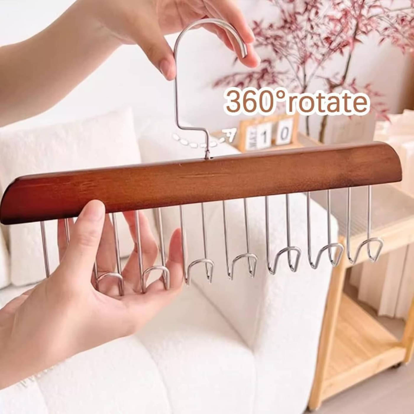     			Wooden Hanger - Multipurpose Adjustable 8 Hooks Closet Wooden Hanger for Lingerie, Belt, Scarf, Tie, Garments, Perfect Storage Holder Organizer Hangers for Wardrobe and Cupboard (28X19CM, 1)