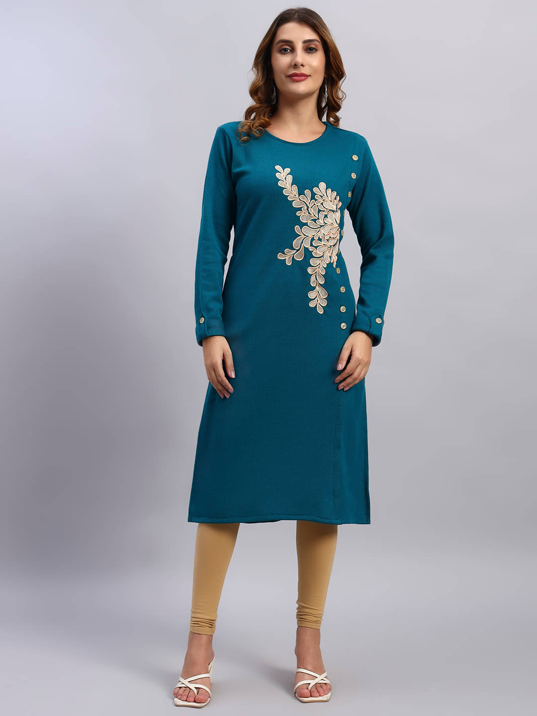 ZEPPI Women Woollen Self Design Straight Kurti ( Sea Green ) ZEPPI Women Woollen Self Design Straight Kurti ( Sea Green )