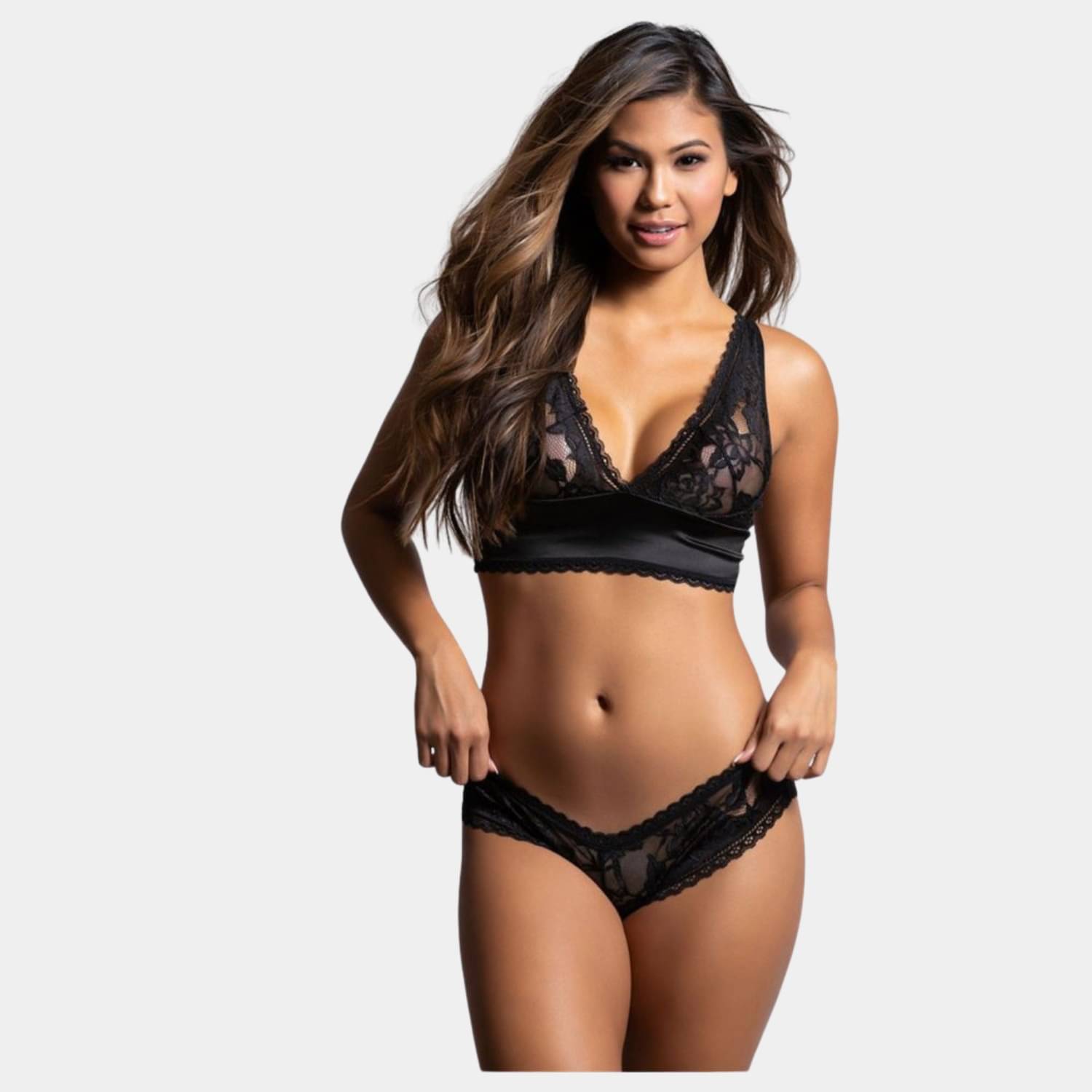 Zerjama Lace Non Padded Bra & Panty Set ( Black , Pack of 1 ) Zerjama Lace Non Padded Bra & Panty Set ( Black , Pack of 1 )
