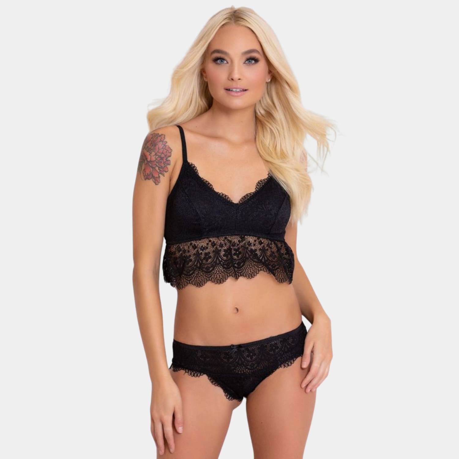 Zerjama Lace Non Padded Bra & Panty Set ( Black , Pack of 1 ) Zerjama Lace Non Padded Bra & Panty Set ( Black , Pack of 1 )