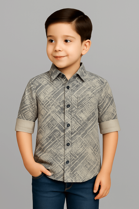 kiyansh club Pack of 1 Boys Cotton Blend Full Sleeves Shirt ( Brown )     			kiyansh club Pack of 1 Boys Cotton Blend Full Sleeves Shirt ( Brown )