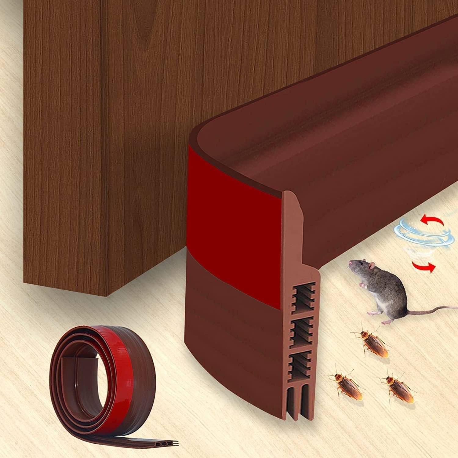 39 Inch Silicon Door Bottom Sealing Strip Self Adhesive Door Gap Filler Rubber, Sealing Strip Guard,Protector from Cockroach, Insect, Bugs, Air & Dust (1, Brown) 39 Inch Silicon Door Bottom Sealing Strip Self Adhesive Door Gap Filler Rubber, Sealing Strip Guard,Protector from Cockroach, Insect, Bugs, Air & Dust (1, Brown)