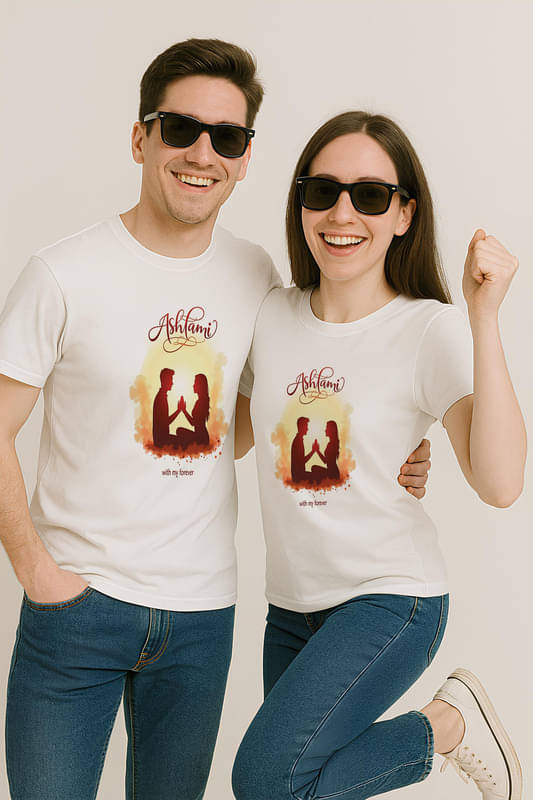     			BINAYAK Cotton Round Neck Regular Fit Couple T-Shirt ( White )